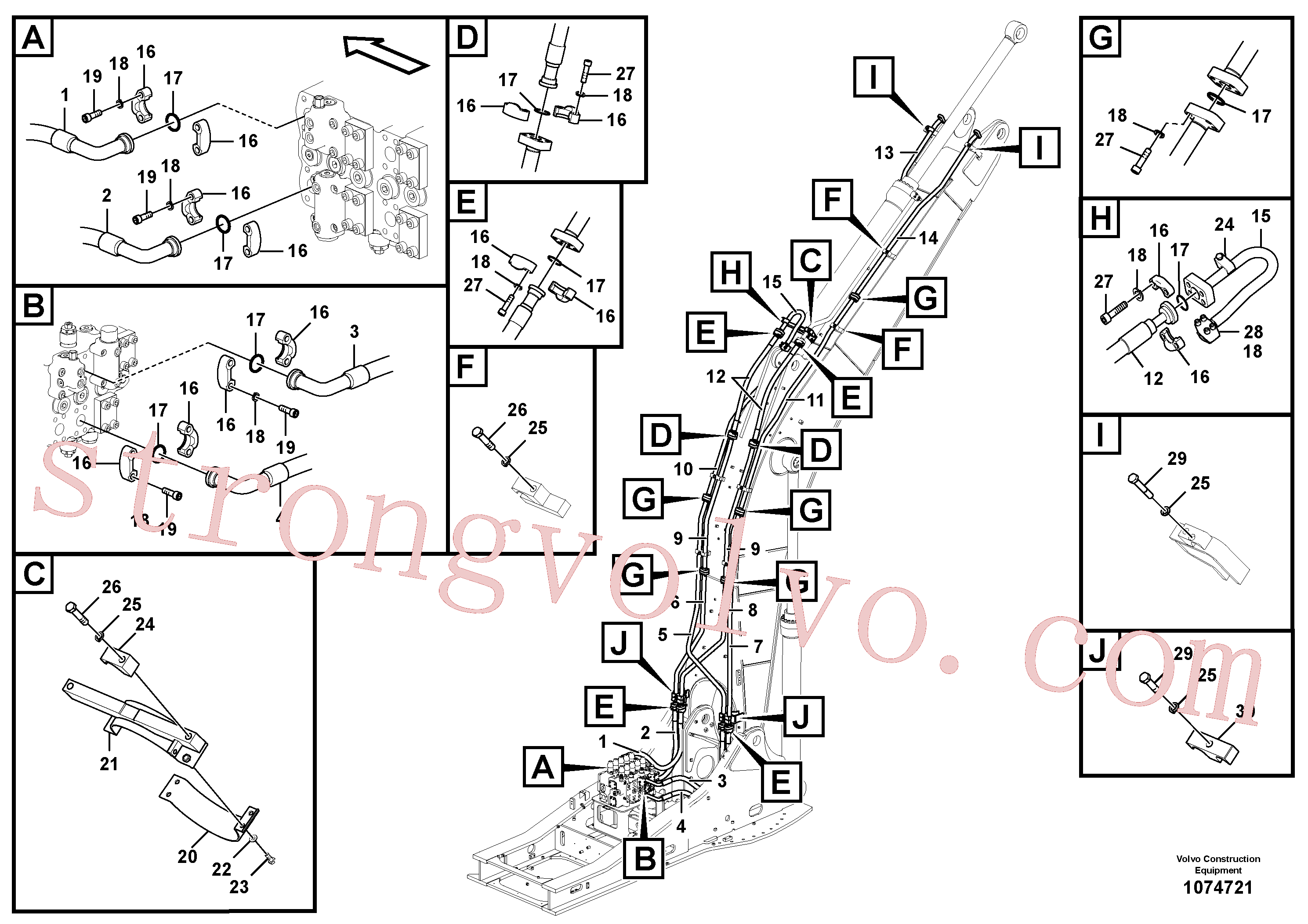 VOE14651130 Volvo Hidráulica de serviço, cilindro do braço de afundamento na lança.(1074721 Montagem)