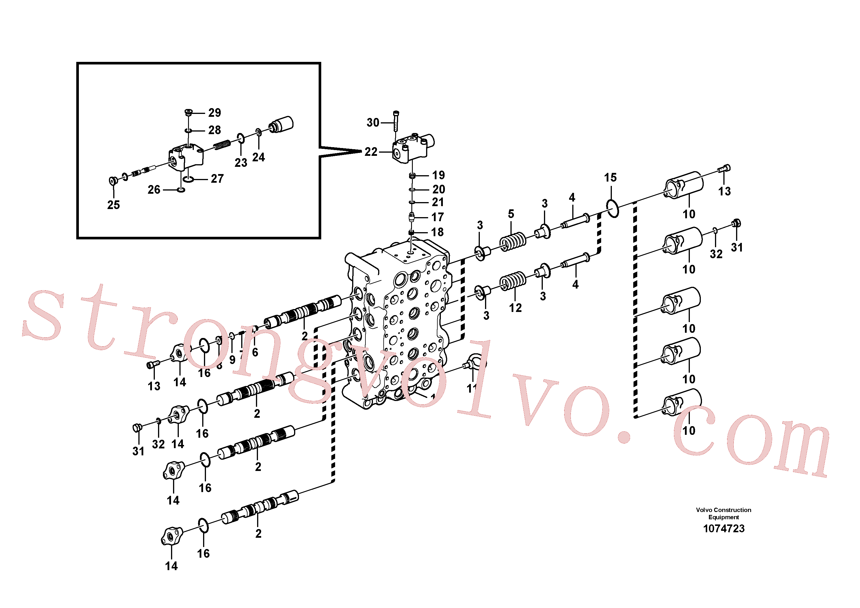 VOE14631789 Volvo Válvula mestra de comando(1074723 Montagem)