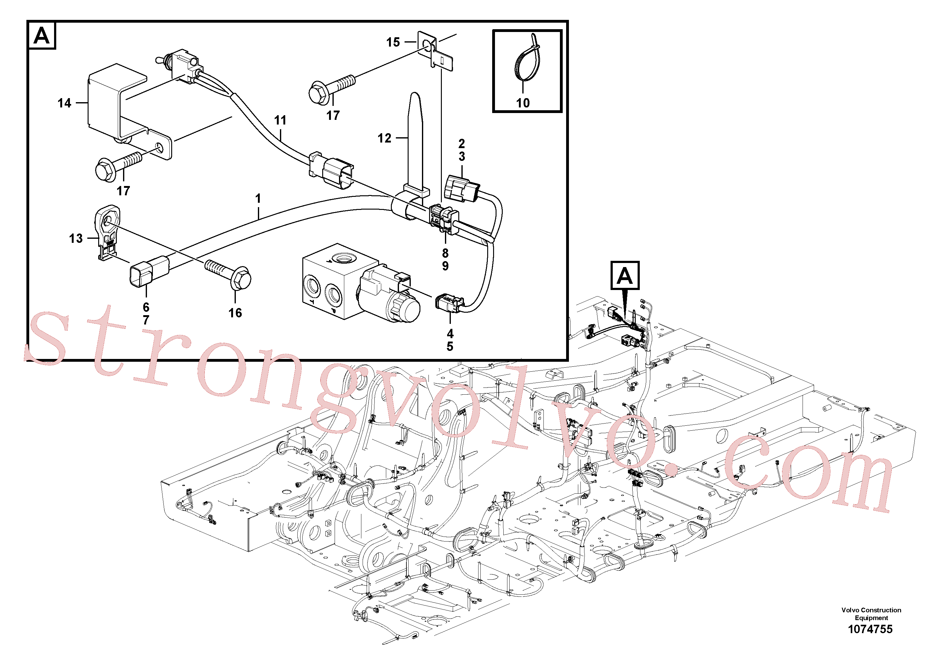 VOE14370883 Volvo Cabo e cablagem, remoção do contrapeso(1074755 Montagem)
