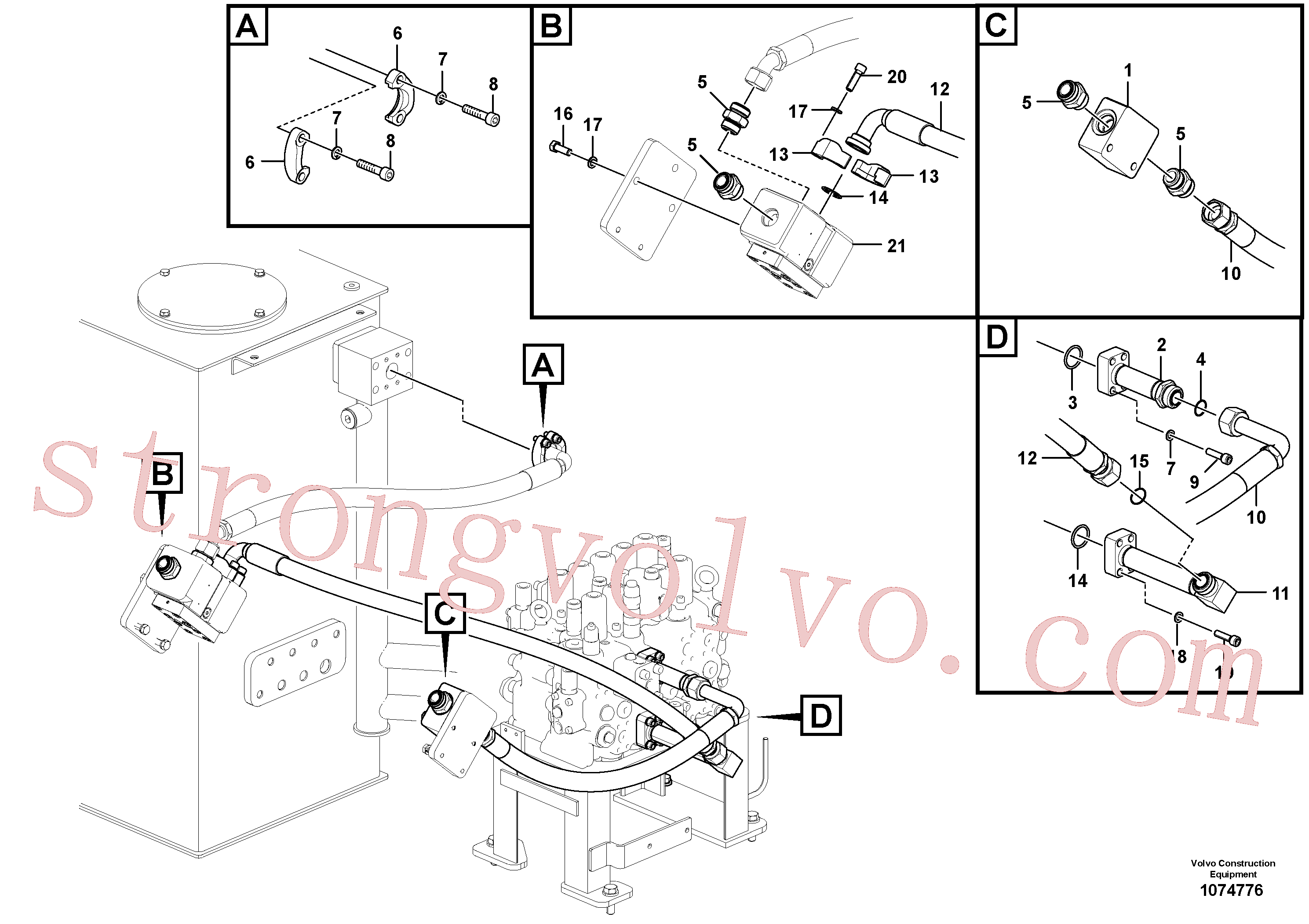 VOE14659246 Volvo Hidráulica de serviço, martelo e cortador para topo(1074776 Montagem)