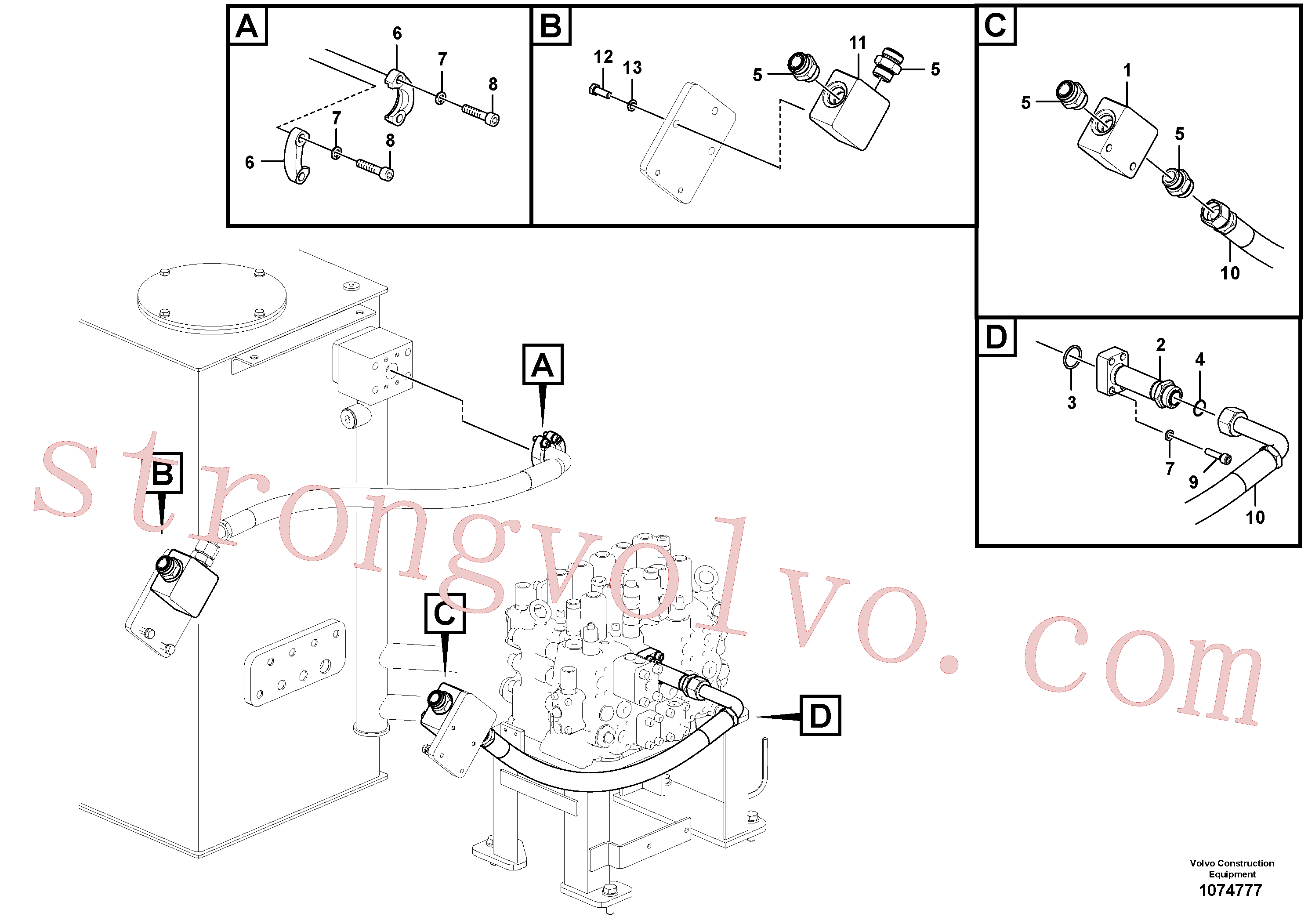 VOE14534512 Volvo Hidráulica de serviço, martelo e cortador para topo(1074777 Montagem)