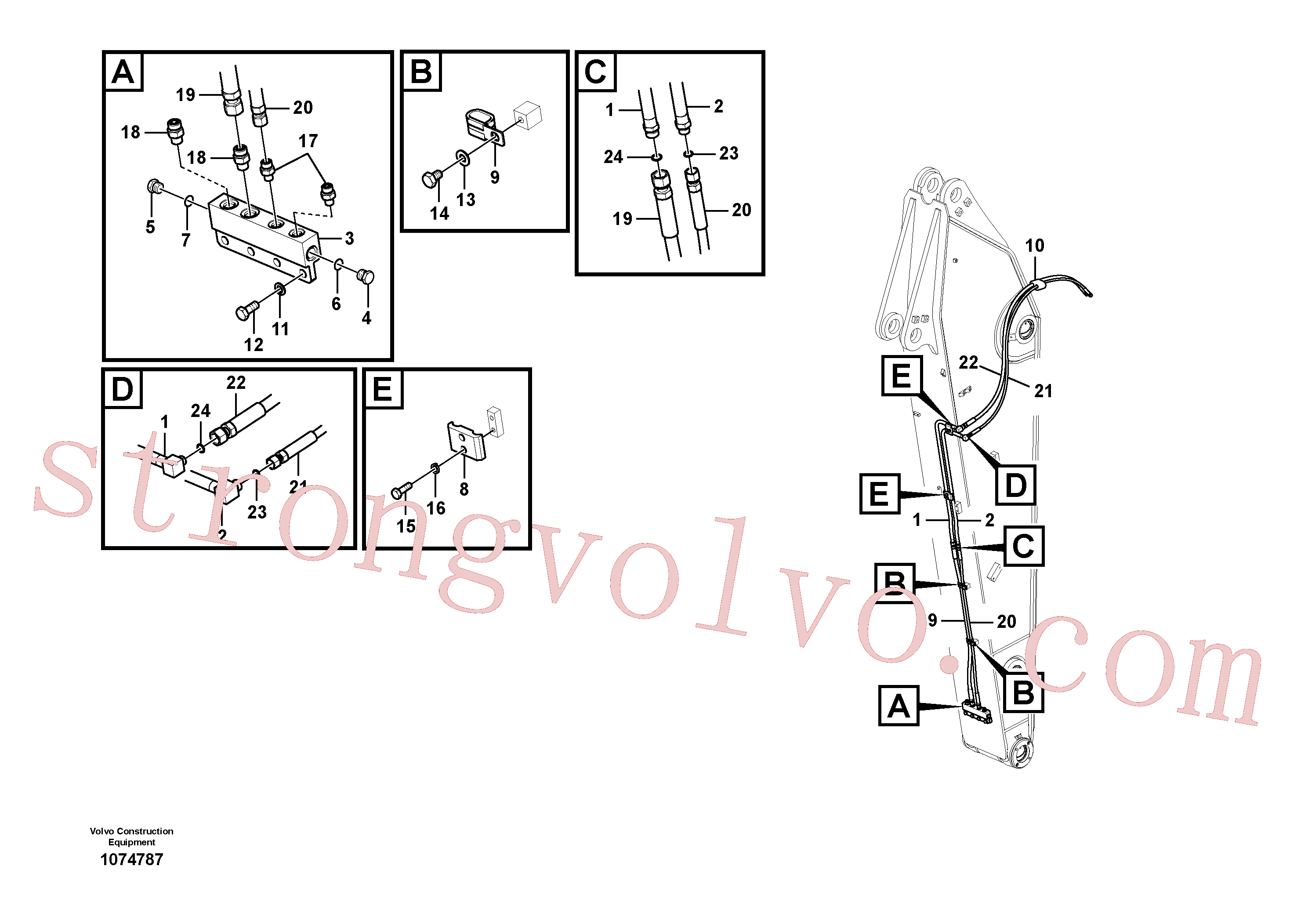 VOE14881625 Volvo Hidráulica de serviço, encaixe rápido no braço de afundamento(1074787 Montagem)