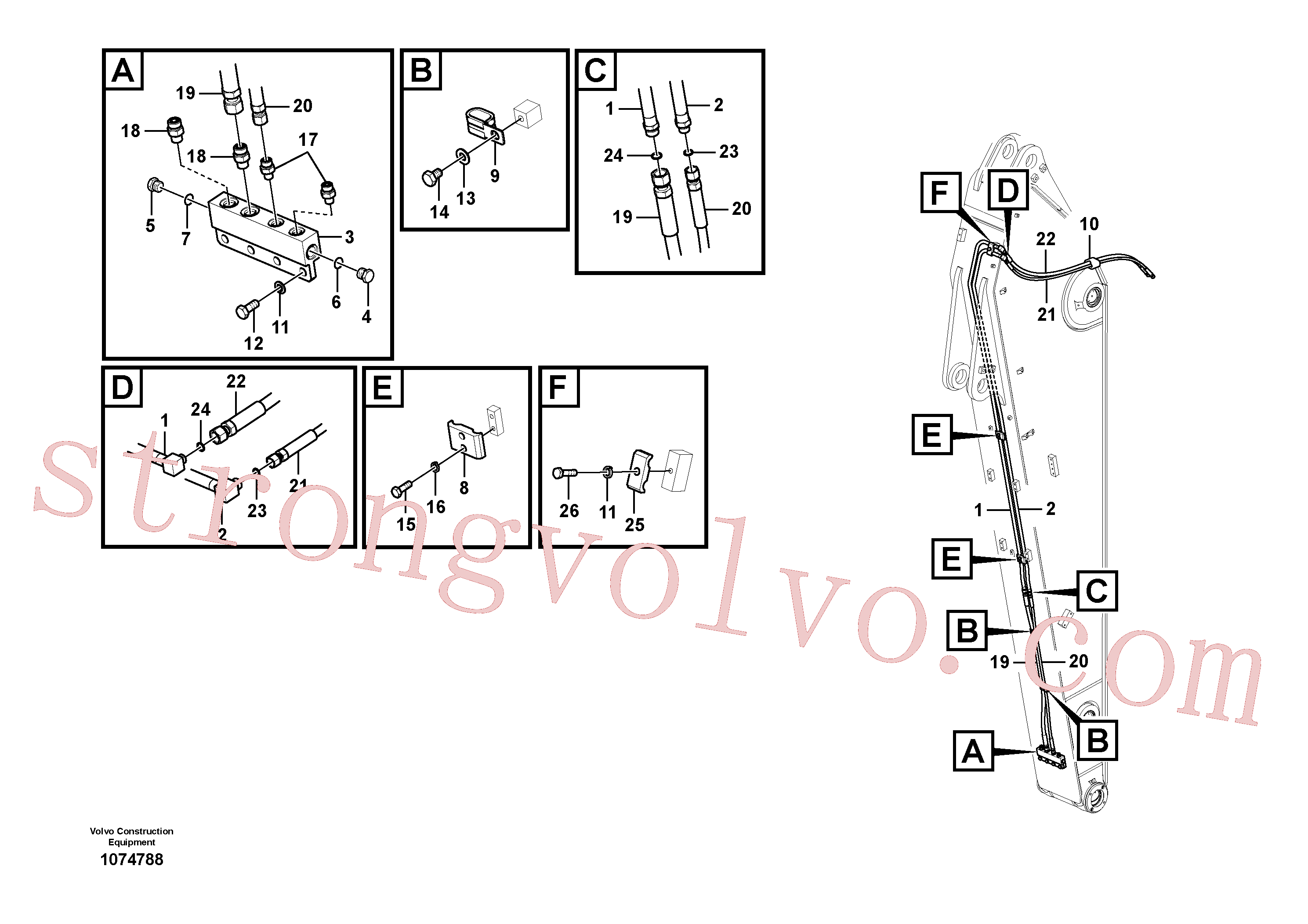VOE14677354 Volvo Hidráulica de serviço, encaixe rápido no braço de afundamento(1074788 Montagem)