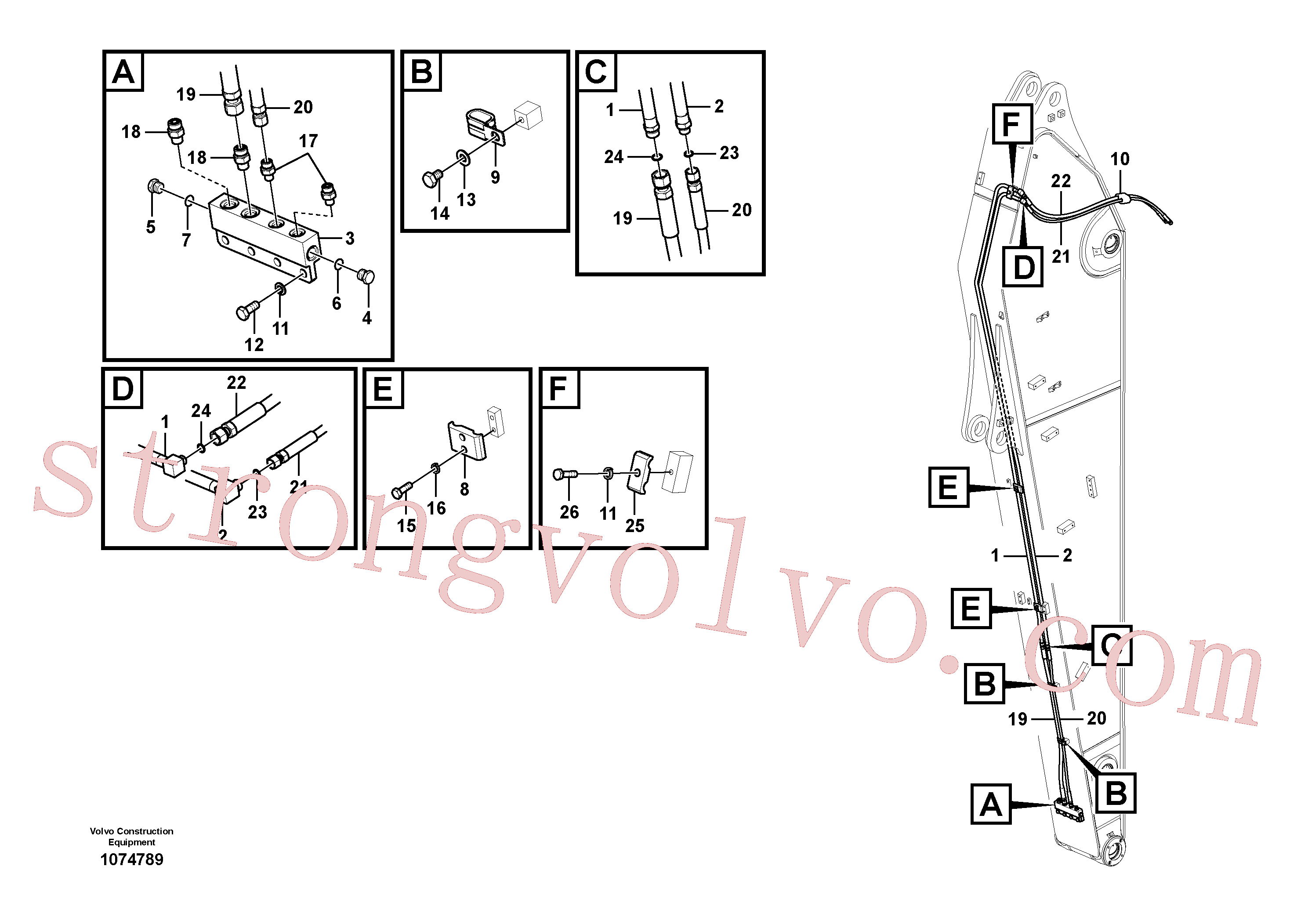 VOE14881627 Volvo Hidráulica de serviço, encaixe rápido no braço de afundamento(1074789 Montagem)