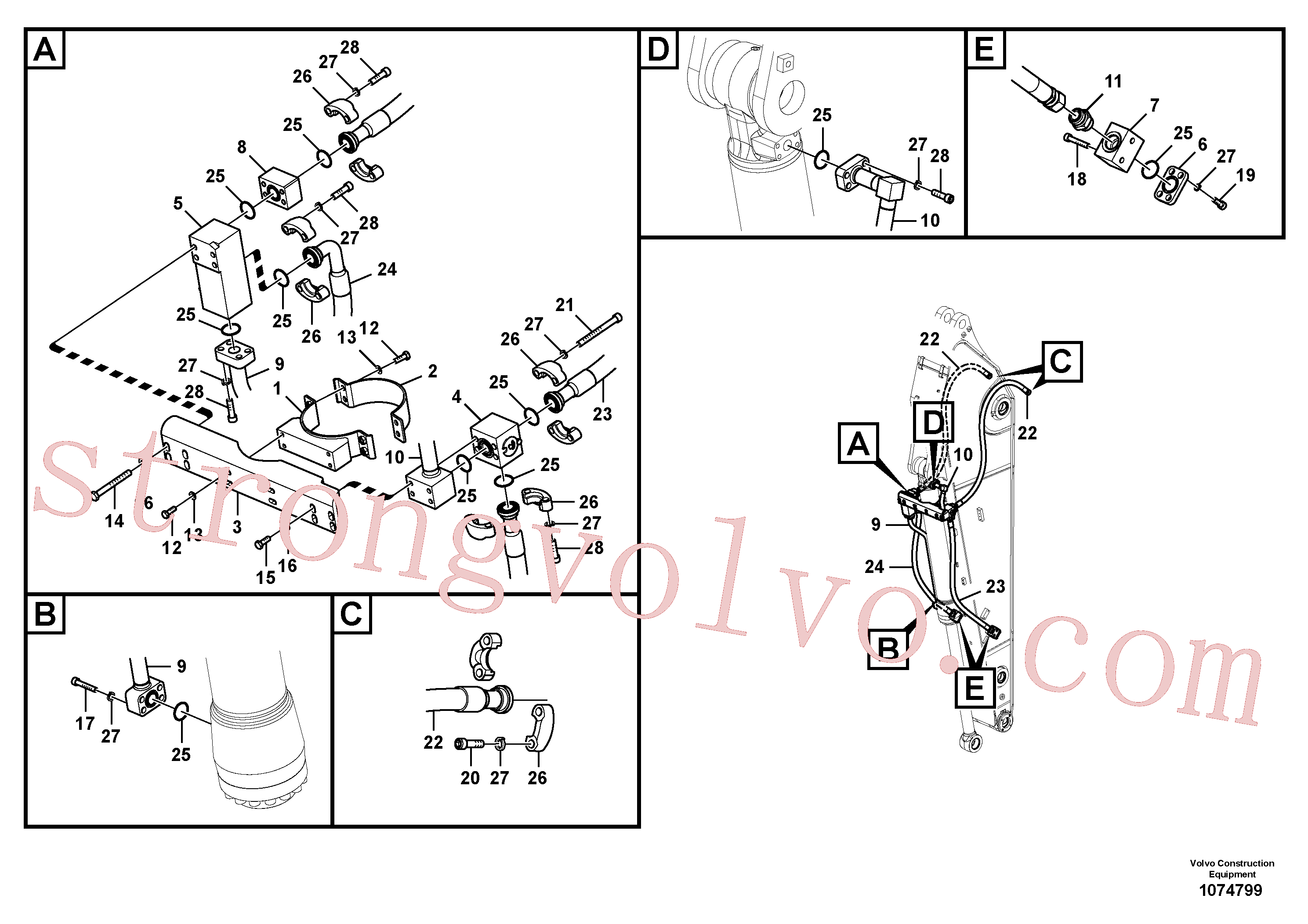 VOE15081270 Volvo Hidráulica de serviços, balde articulado(1074799 Montagem)