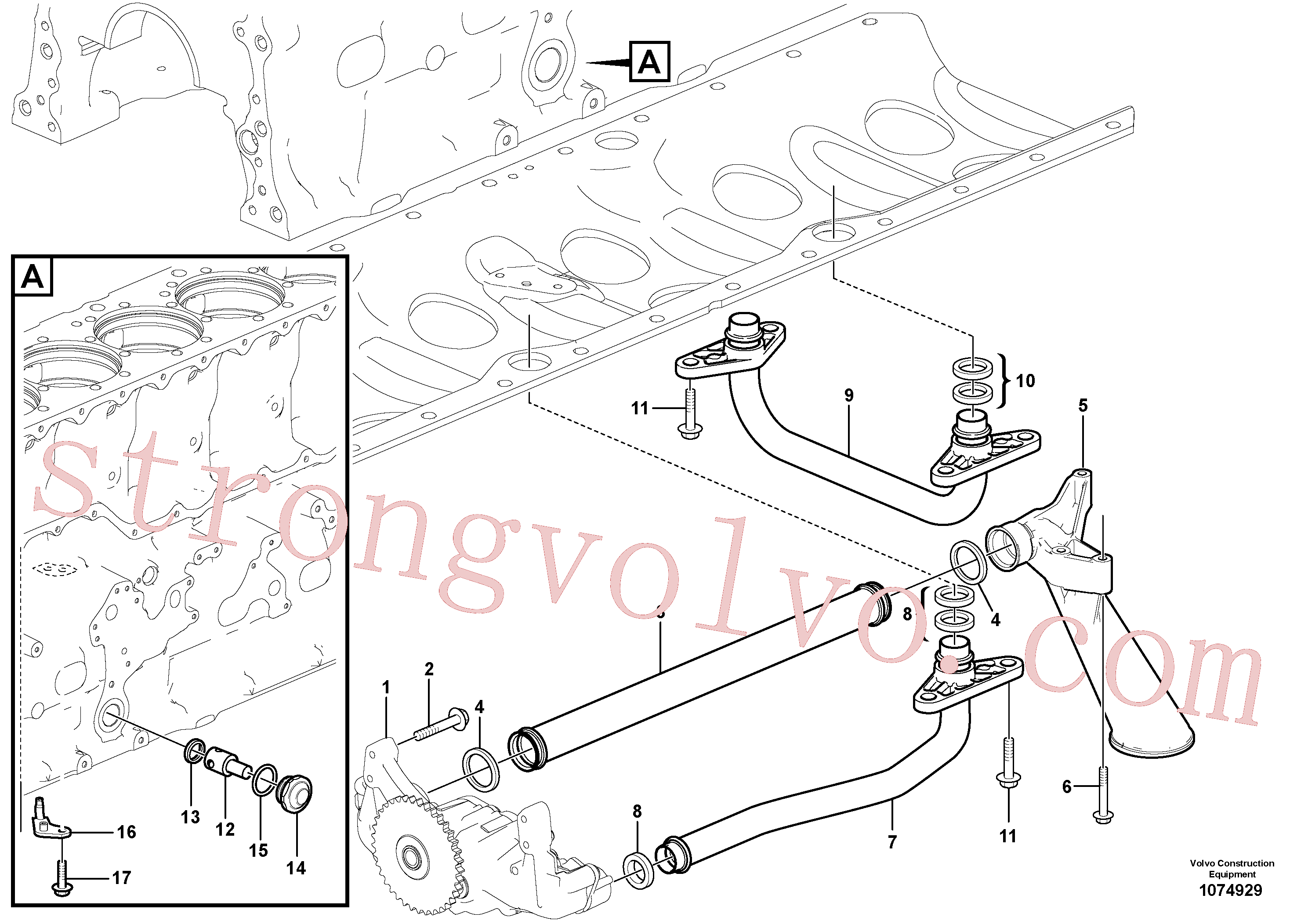 VOE984740 Volvo Sistema de óleo lubrificante(1074929 Montagem)
