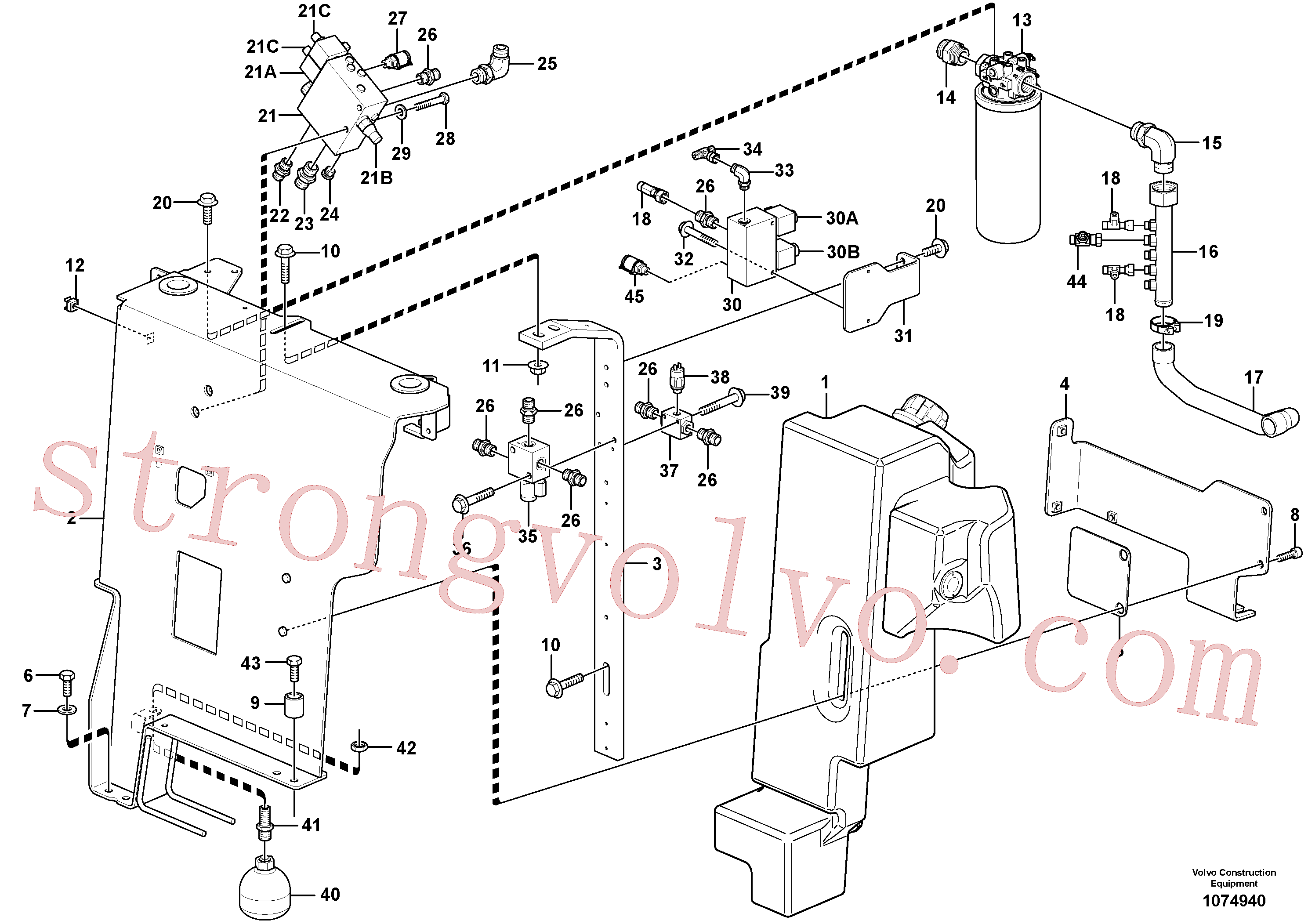 VOE11418633 Volvo Tanque de óleo hidráulico com acessórios(1074940 Montagem)