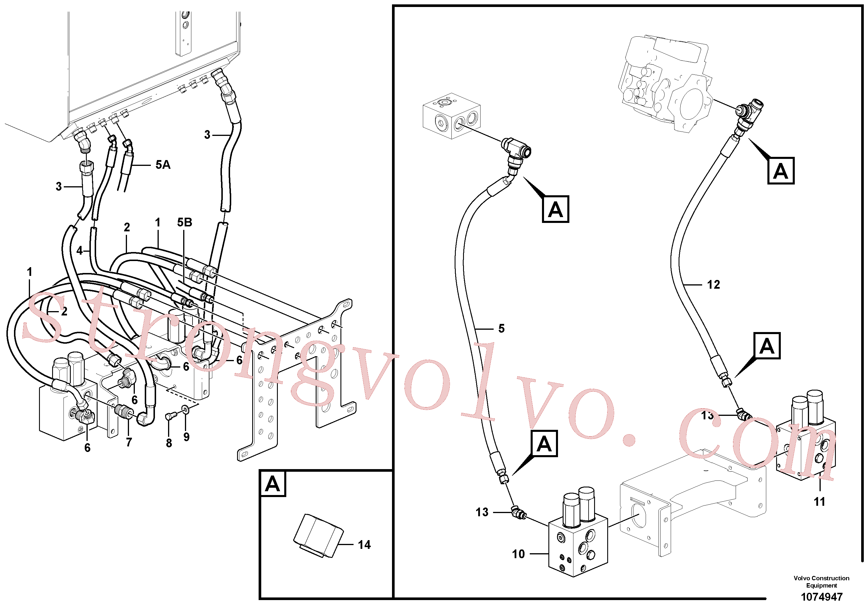 VOE935033 Volvo Circuito hidráulico da válvula de roda-livre - tracção integral (awd)(1074947 Montagem)