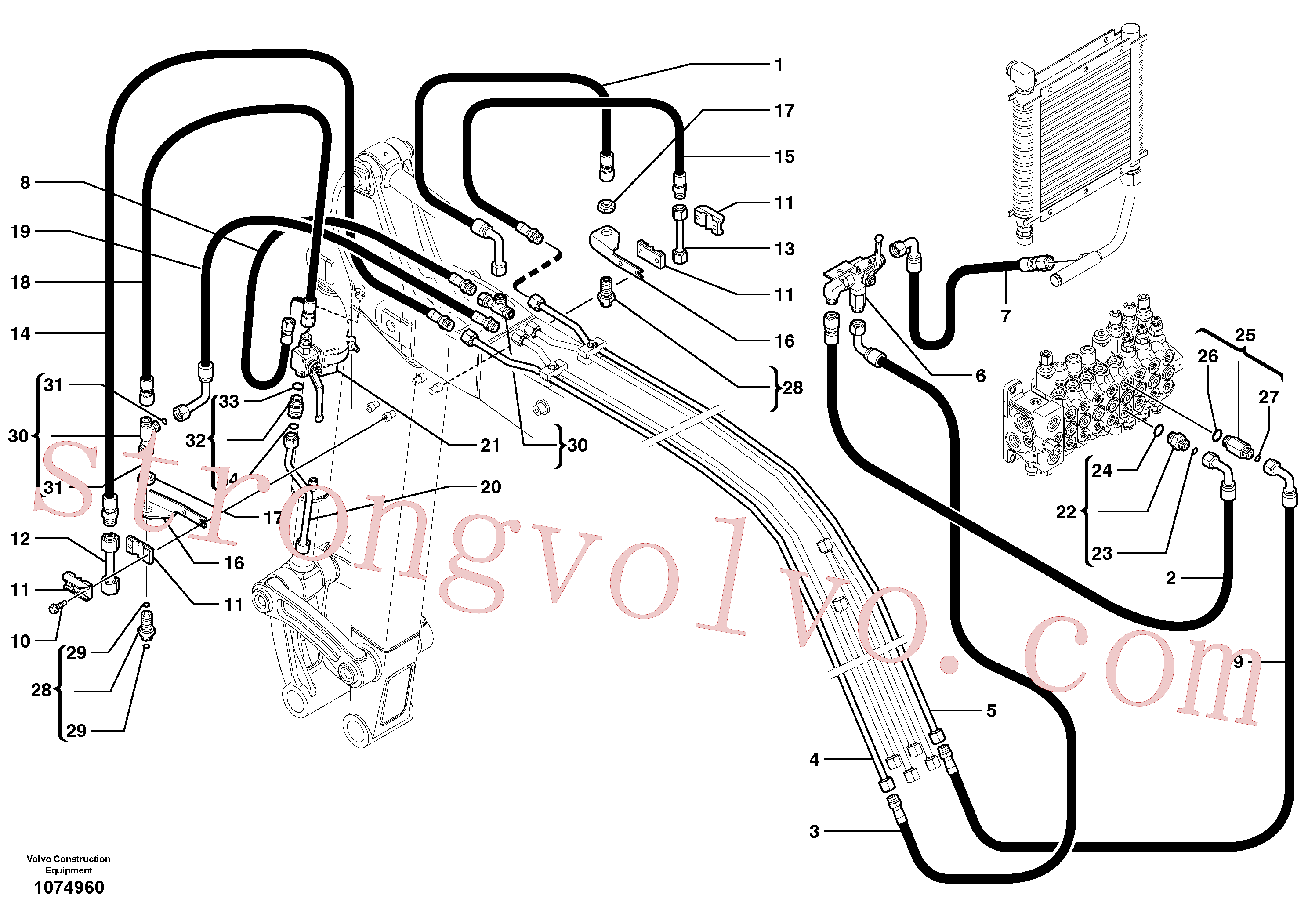 VOE15676675 Volvo Circuito hidráulico (acoplamento) (mandíbula)(1074960 Montagem)