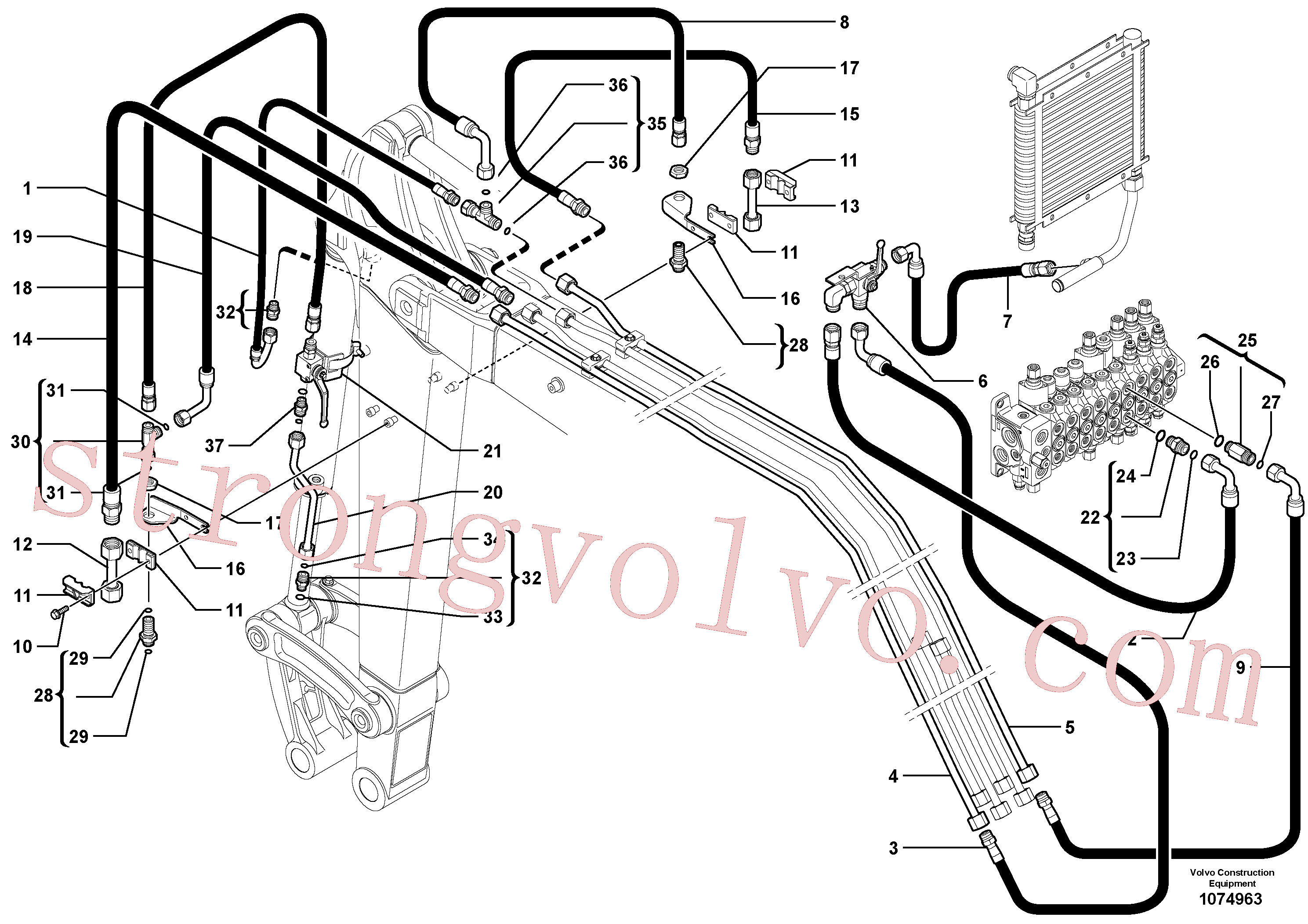 VOE11802922 Volvo Circuito hidráulico (acoplamento) (mandíbula)(1074963 Montagem)