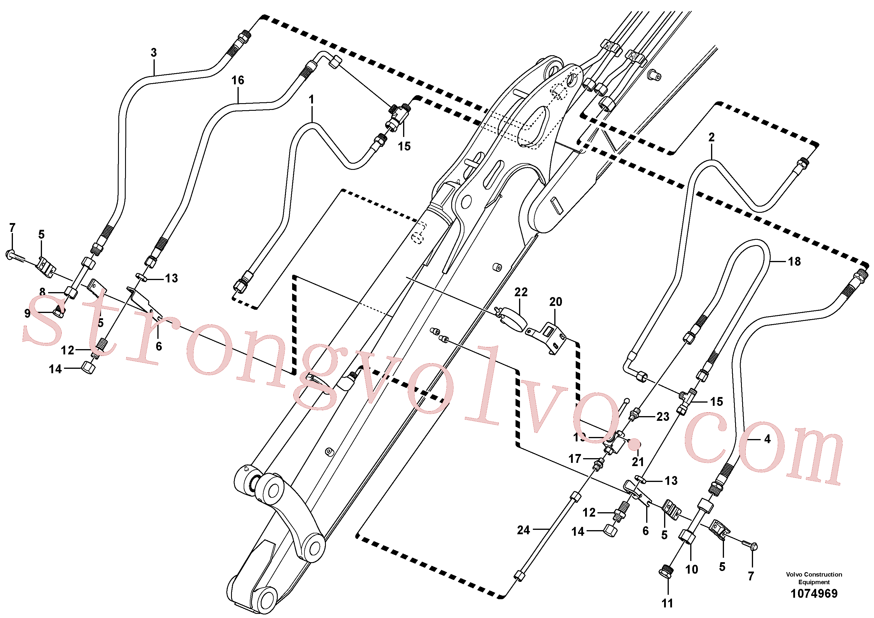 VOE11808914 Volvo Hidráulica de serviço, ruptura do braço de afundamento(1074969 Montagem)