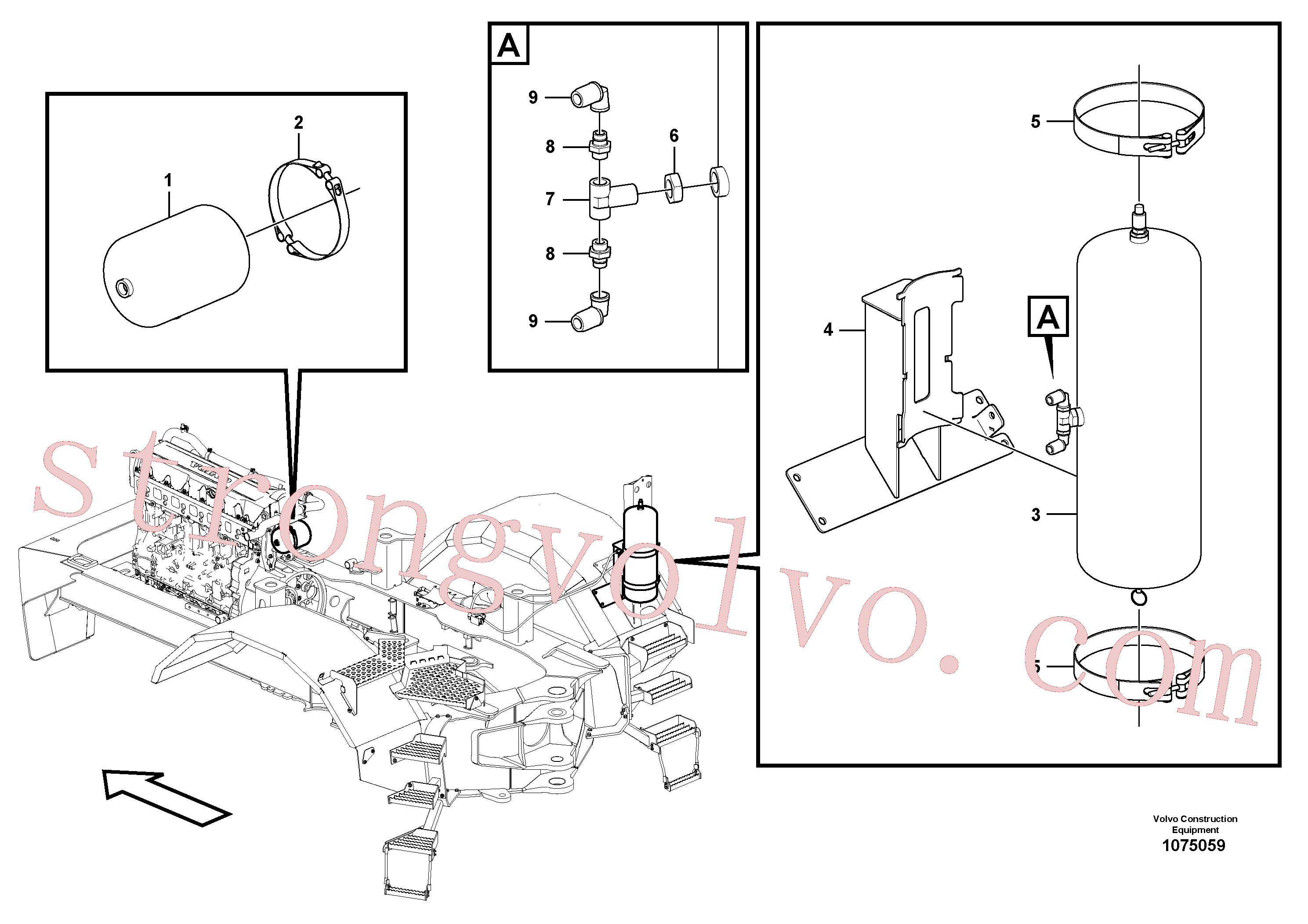 VOE11196161 Volvo Reservatório do ar comprimido com acessórios(1075059 Montagem)