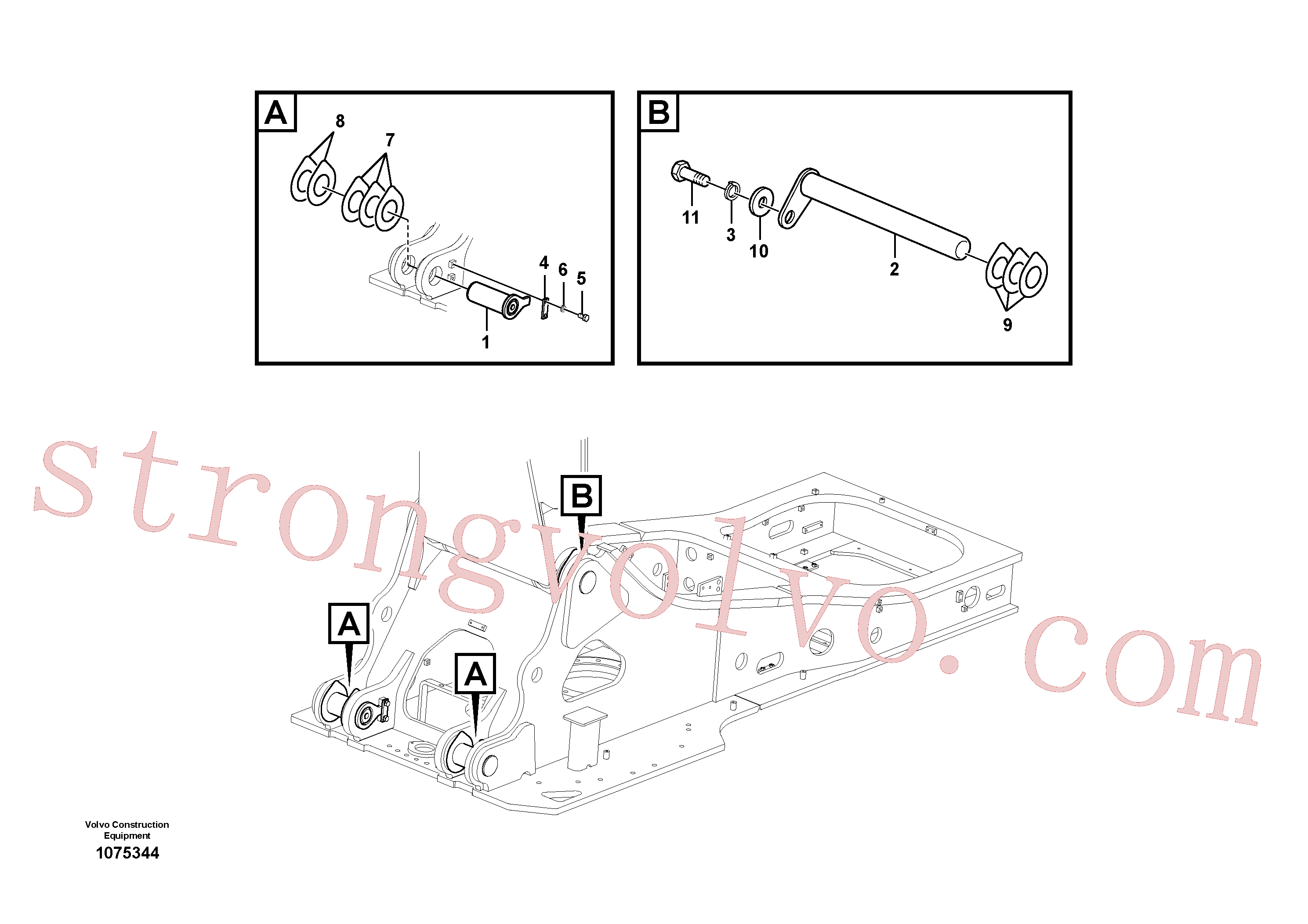 VOE14541937 Volvo Tirantes para a lança(1075344 Montagem)