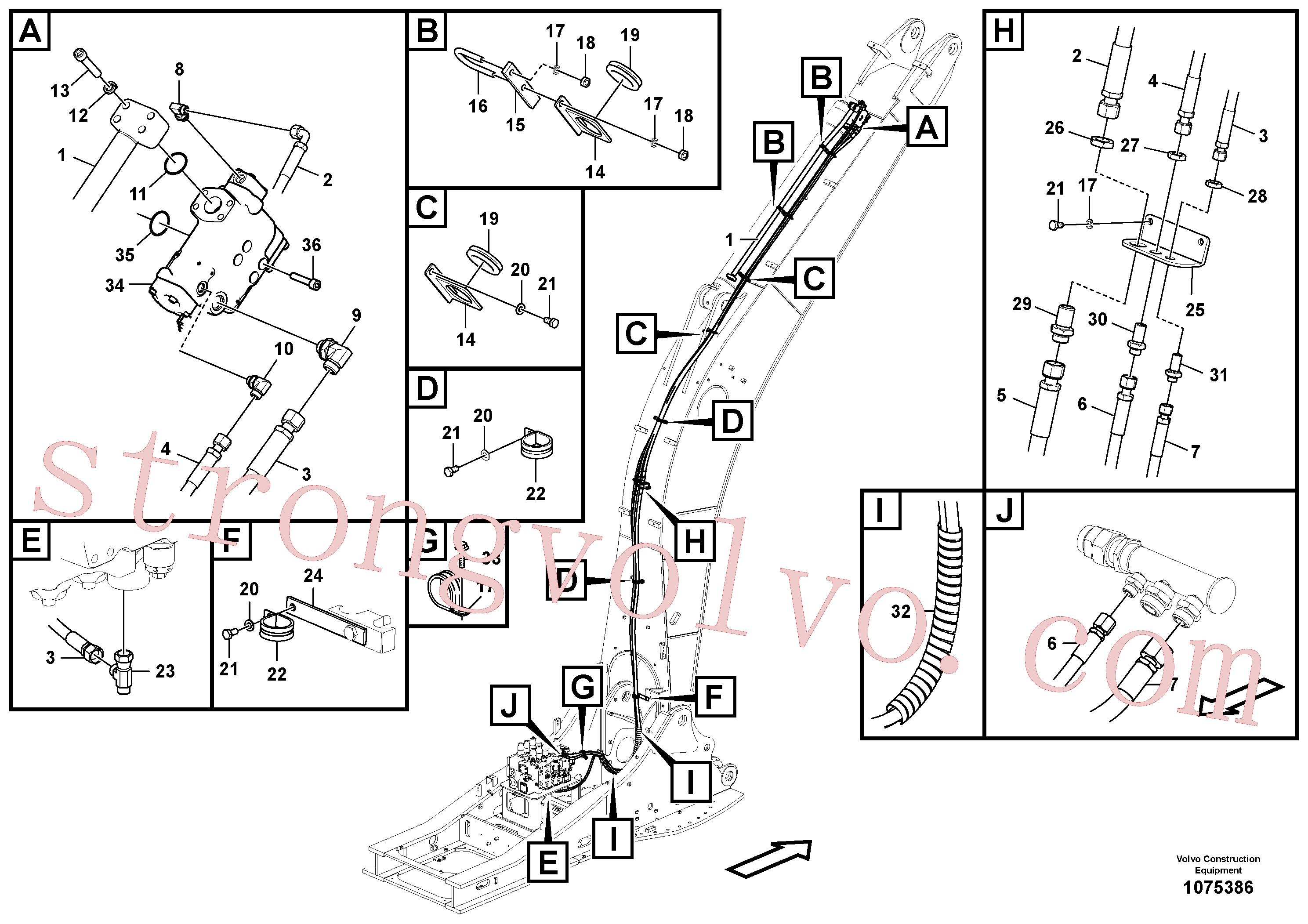 VOE14570876 Volvo Hidráulica de serviço, ruptura do braço de afundamento(1075386 Montagem)