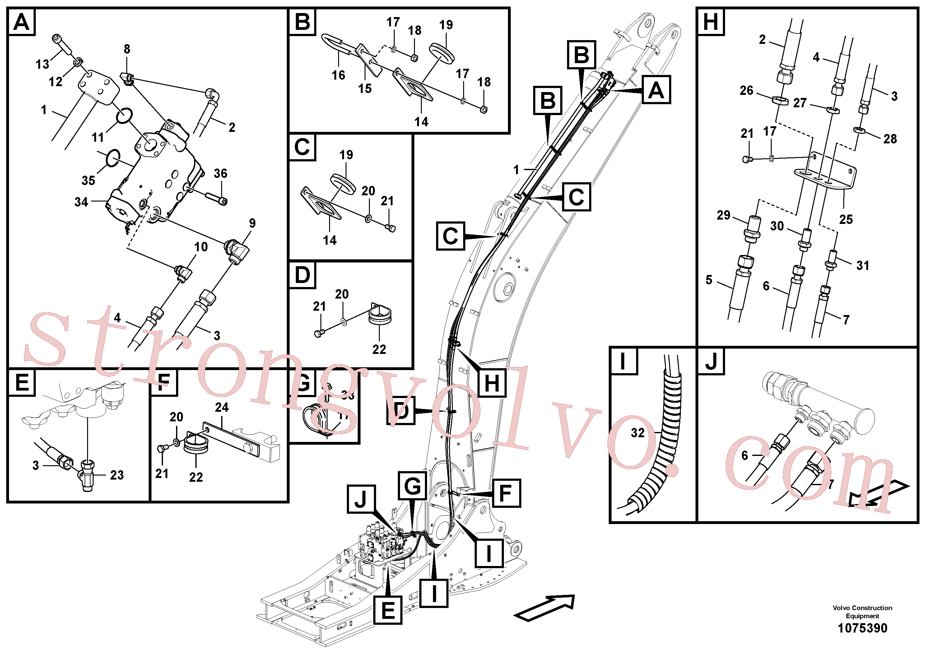 VOE14570876 Volvo Hidráulica de serviço, ruptura do braço de afundamento(1075390 Montagem)