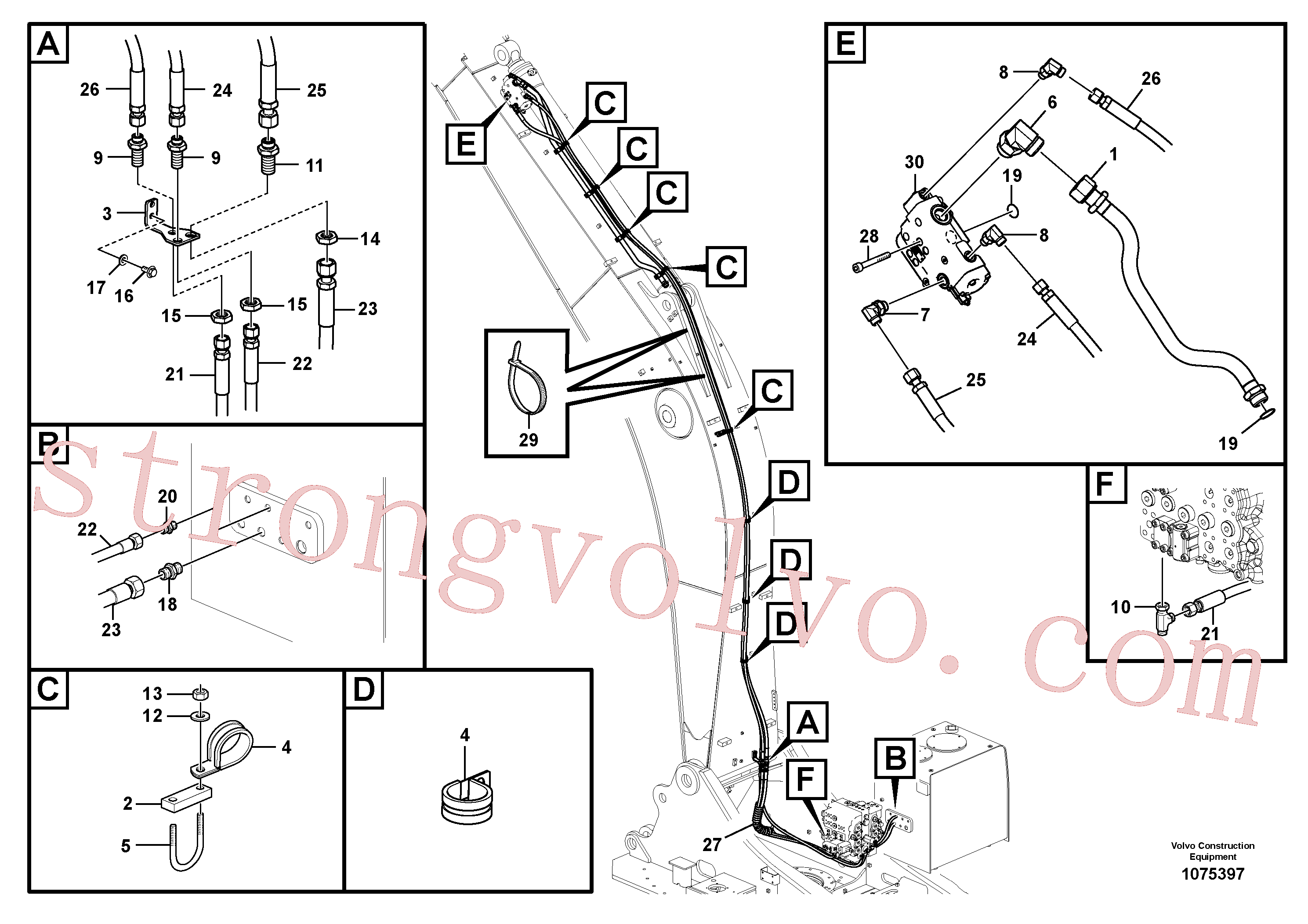 VOE936267 Volvo Hidráulica de serviço, ruptura do braço de afundamento(1075397 Montagem)
