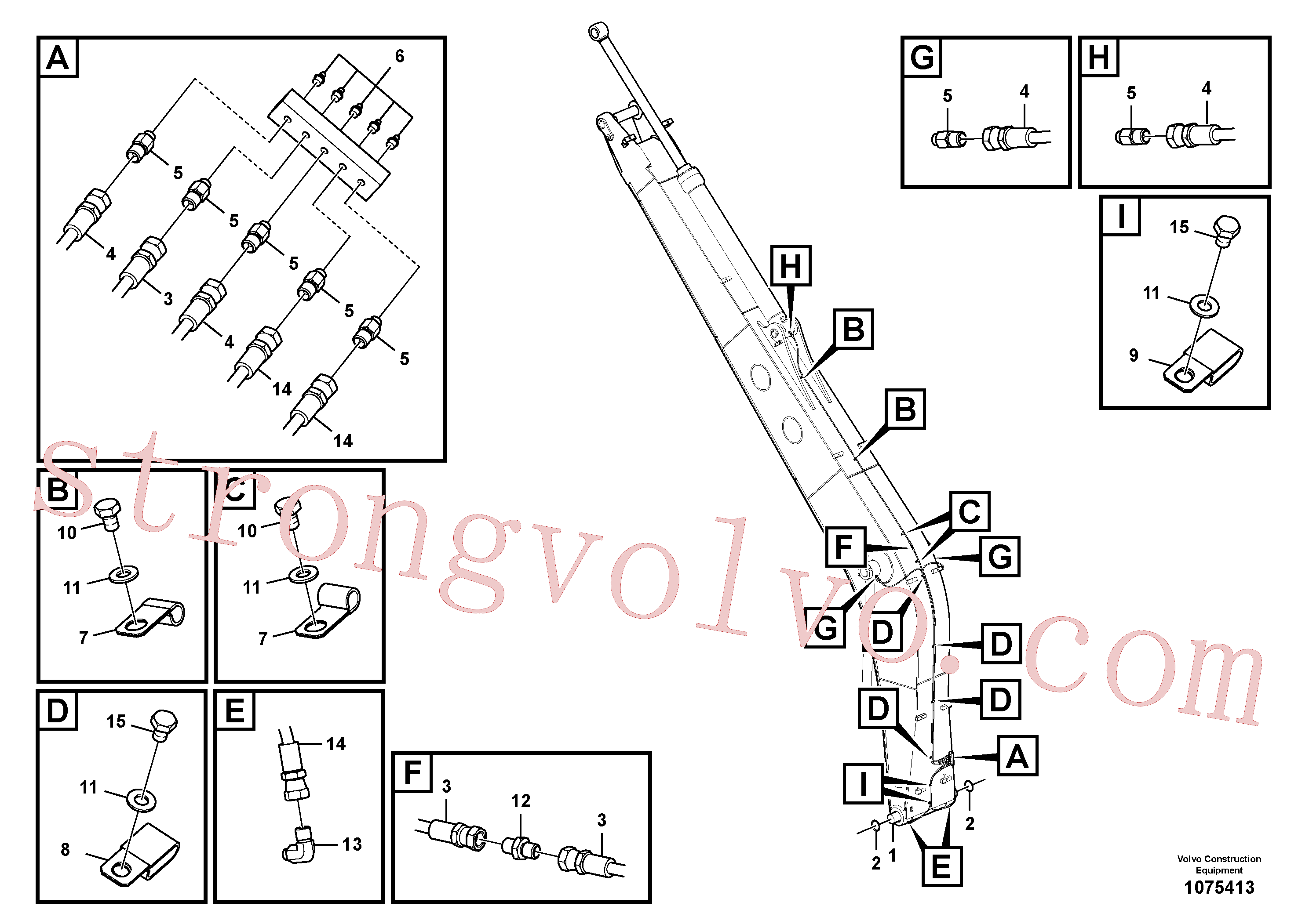 SA9416-11021 Volvo Tubagem de lubrificação com massa e lança, longo alcance(1075413 Montagem)