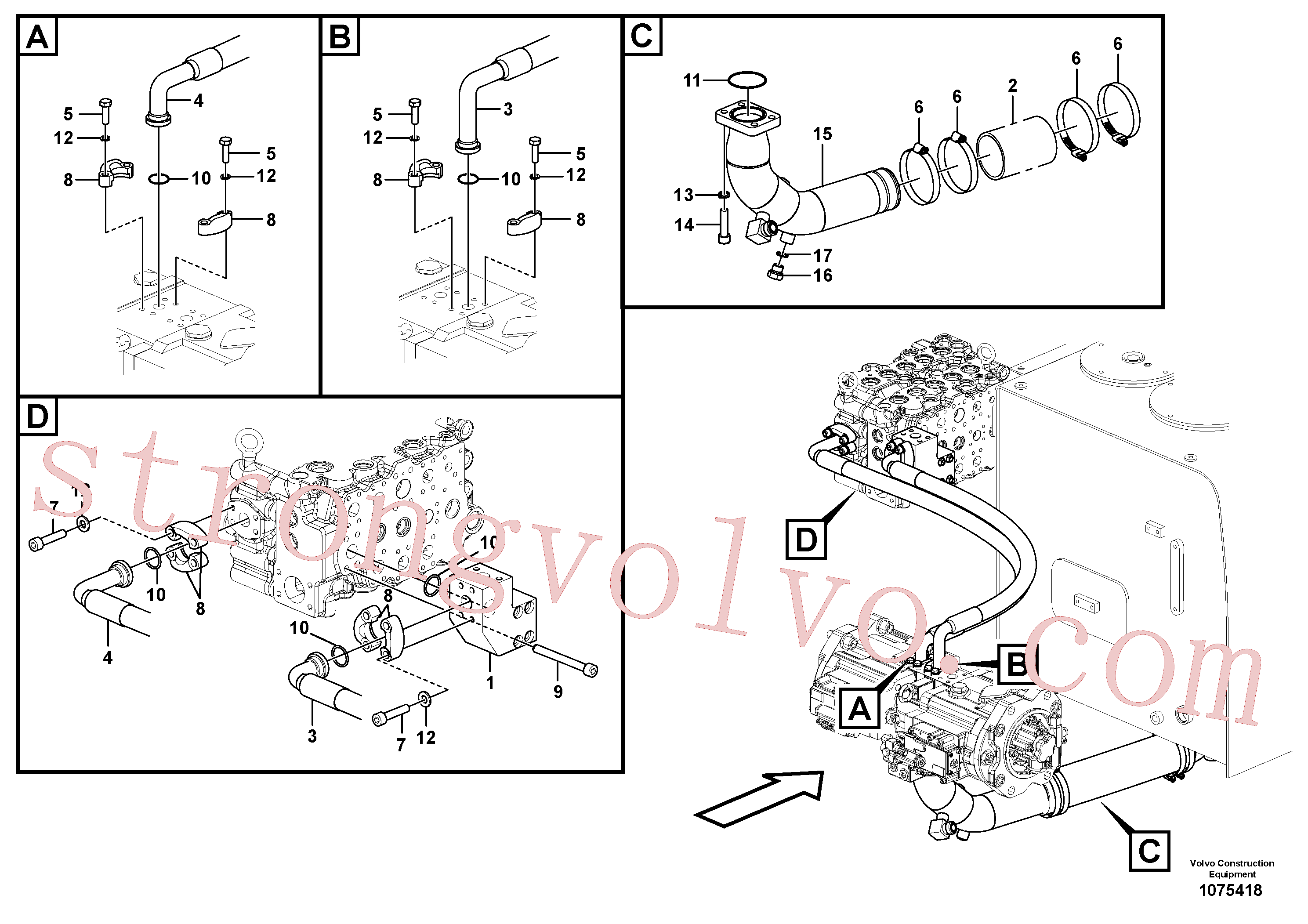 VOE14548220 Volvo Sistema hidráulico, tanque hidráulico para a bomba hidráulica(1075418 Montagem)