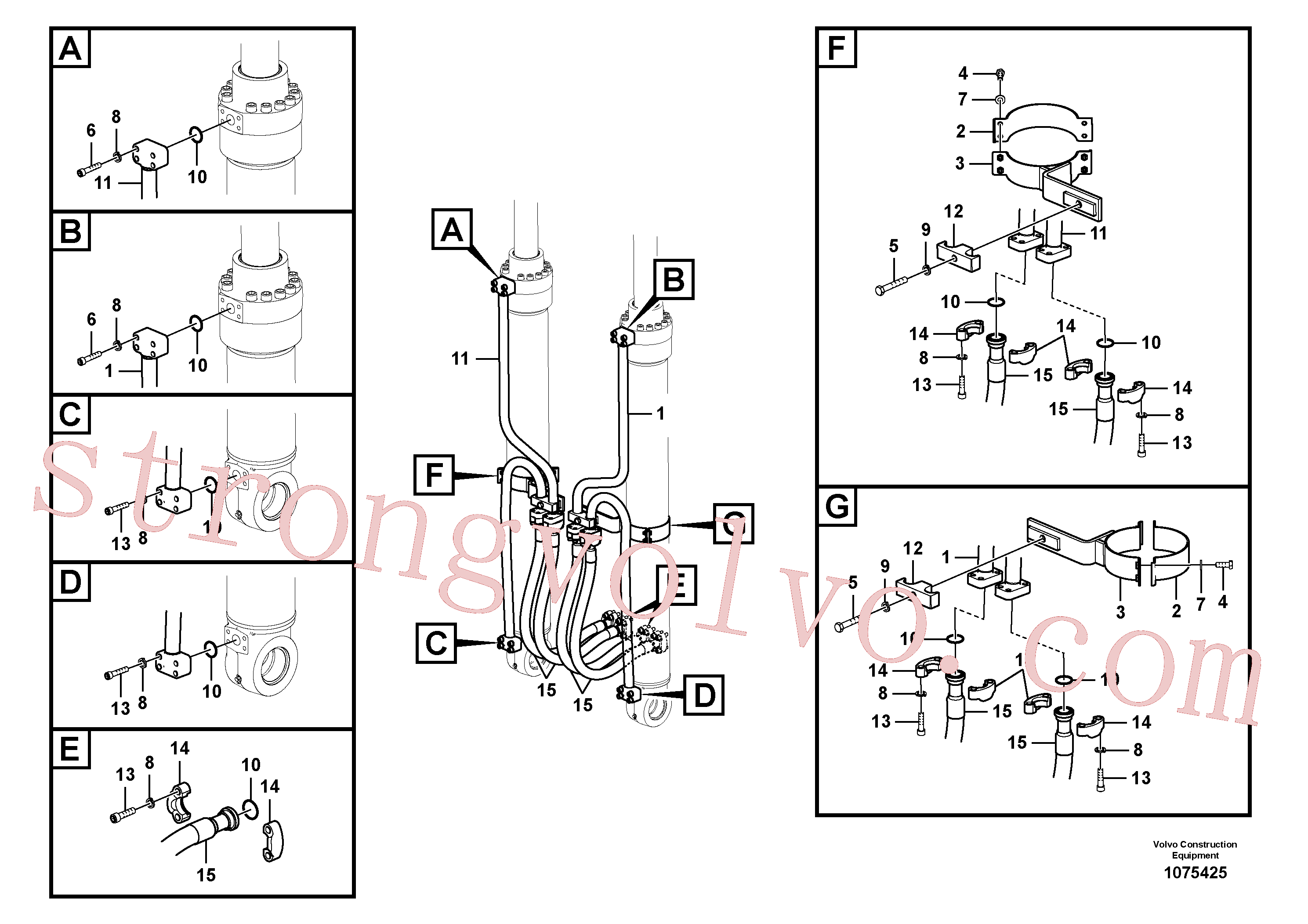 VOE14677231 Volvo Hidráulica de serviço, cilindro da lança(1075425 Montagem)