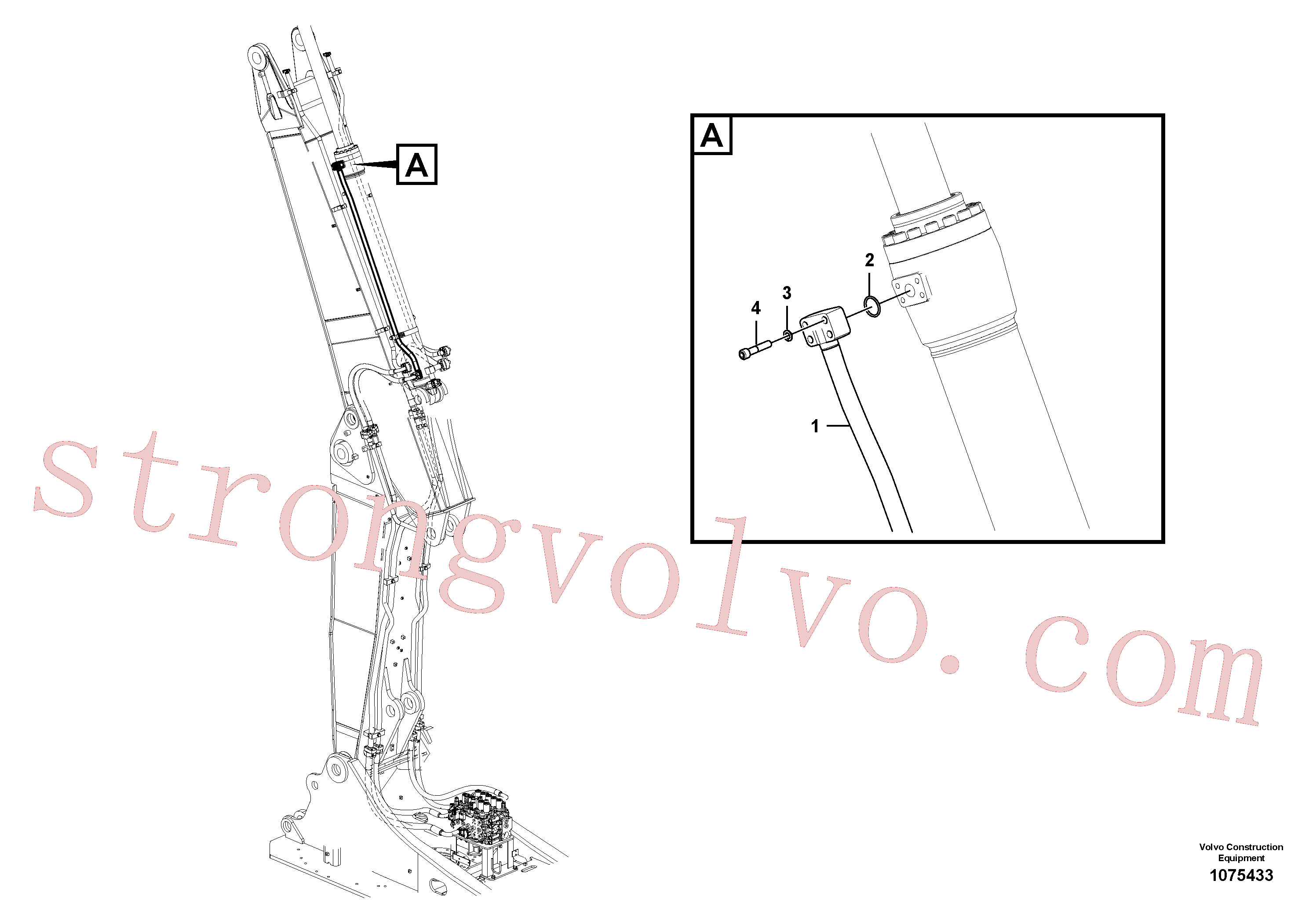 VOE14569360 Volvo Hidráulica de serviço, cilindro do braço de afundamento na lança ajustável(1075433 Montagem)