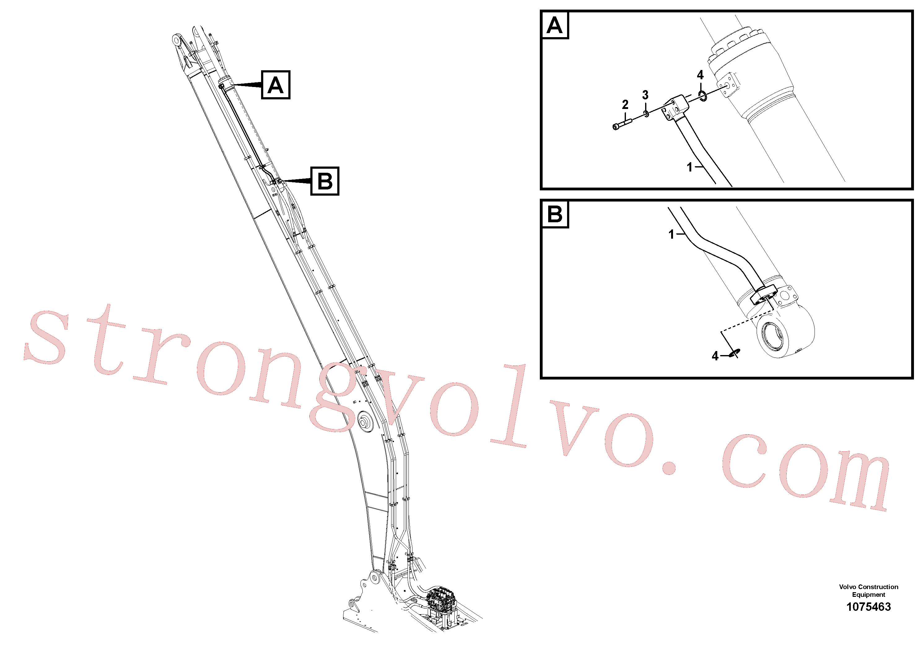 VOE14644031 Volvo Hidráulica de serviço, cilindro do braço de afundamento na lança(1075463 Montagem)