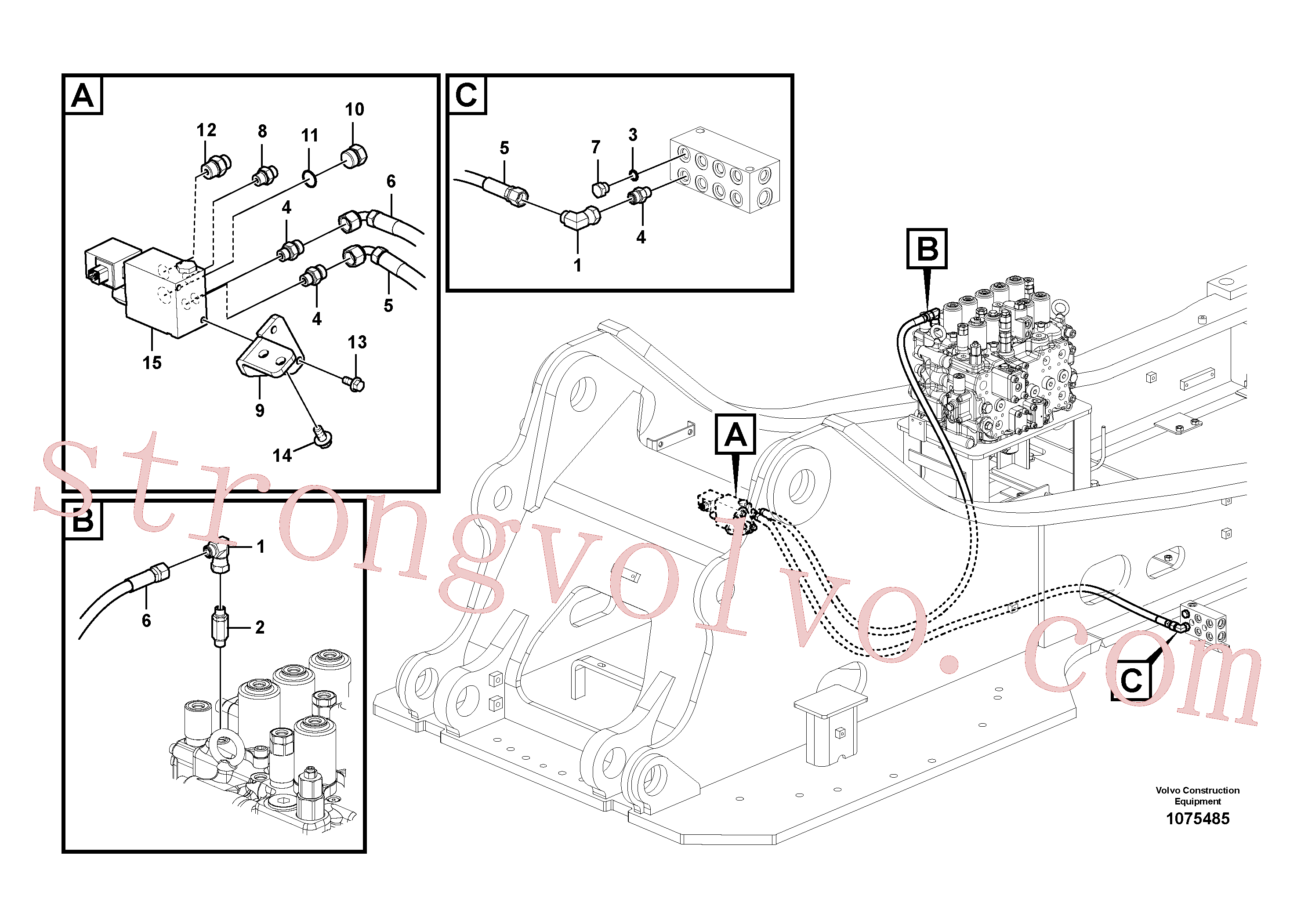 VOE938663 Volvo Hidráulica de serviço, encaixe rápido na estrutura superior(1075485 Montagem)