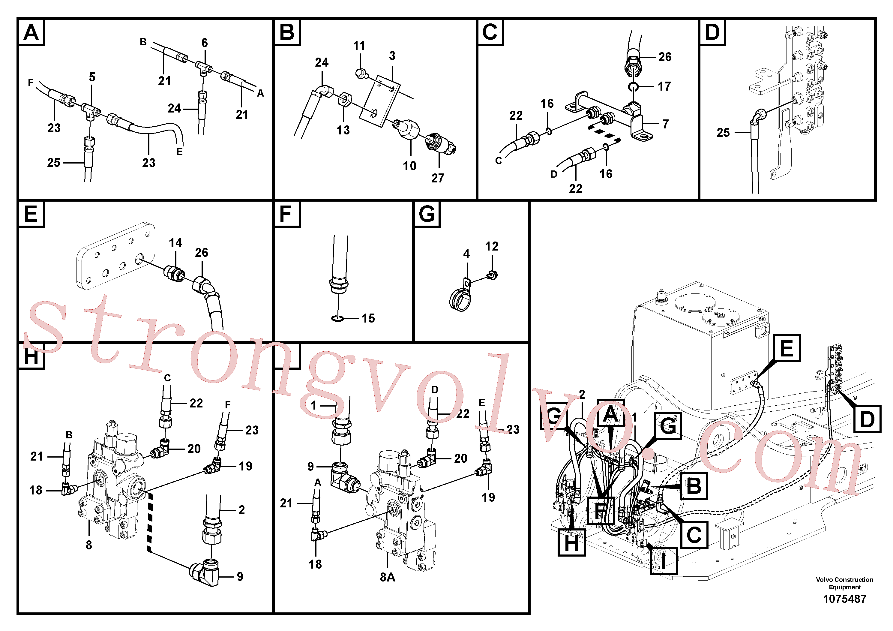 VOE938333 Volvo Hidráulica de serviço, ruptura da lança(1075487 Montagem)