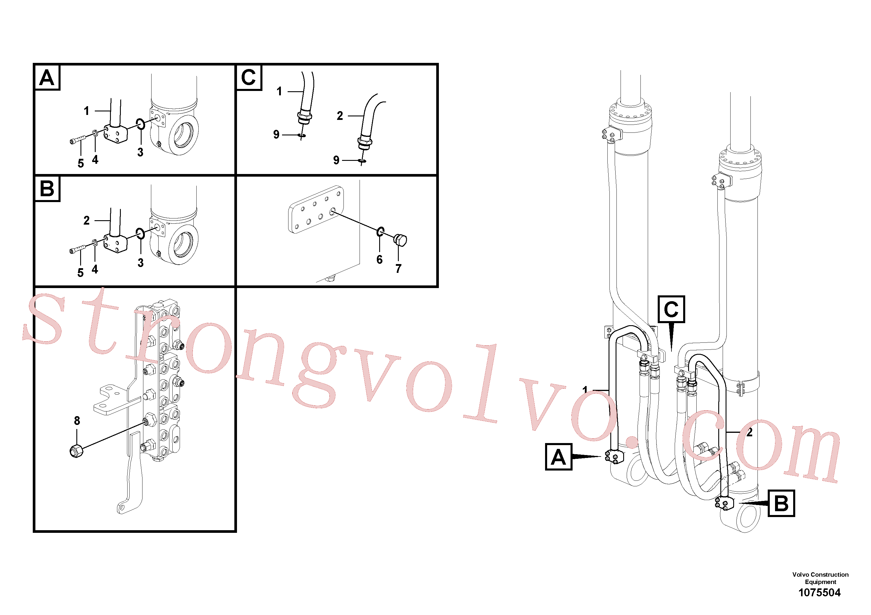VOE14677635 Volvo Hidráulica de serviço, cilindro da lança(1075504 Montagem)