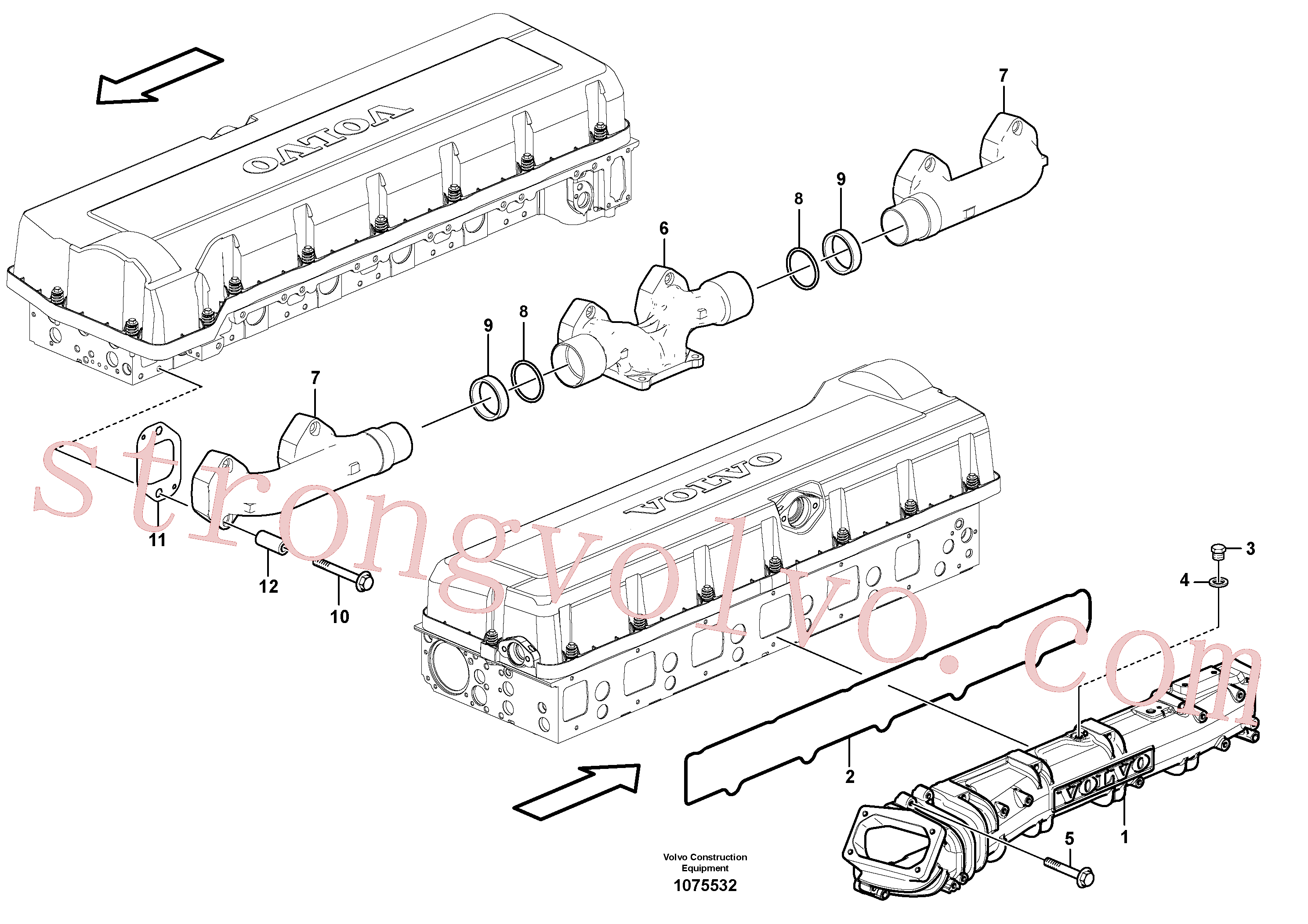 VOE20405556 Volvo Colector de admissão e colector de escape(1075532 Montagem)