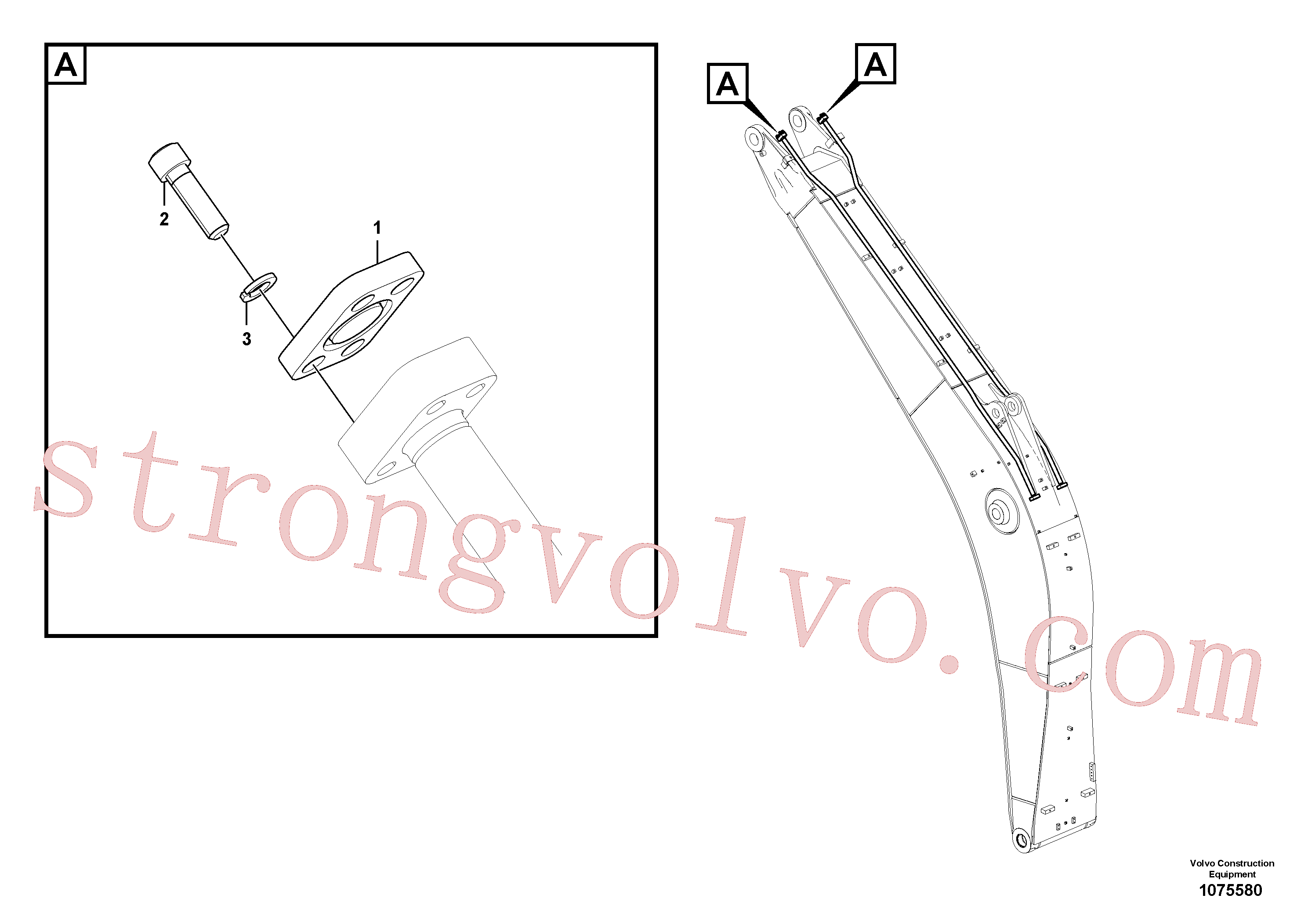 VOE14533505 Volvo Hidráulica de serviço, cilindro do braço de afundamento na lança.(1075580 Montagem)