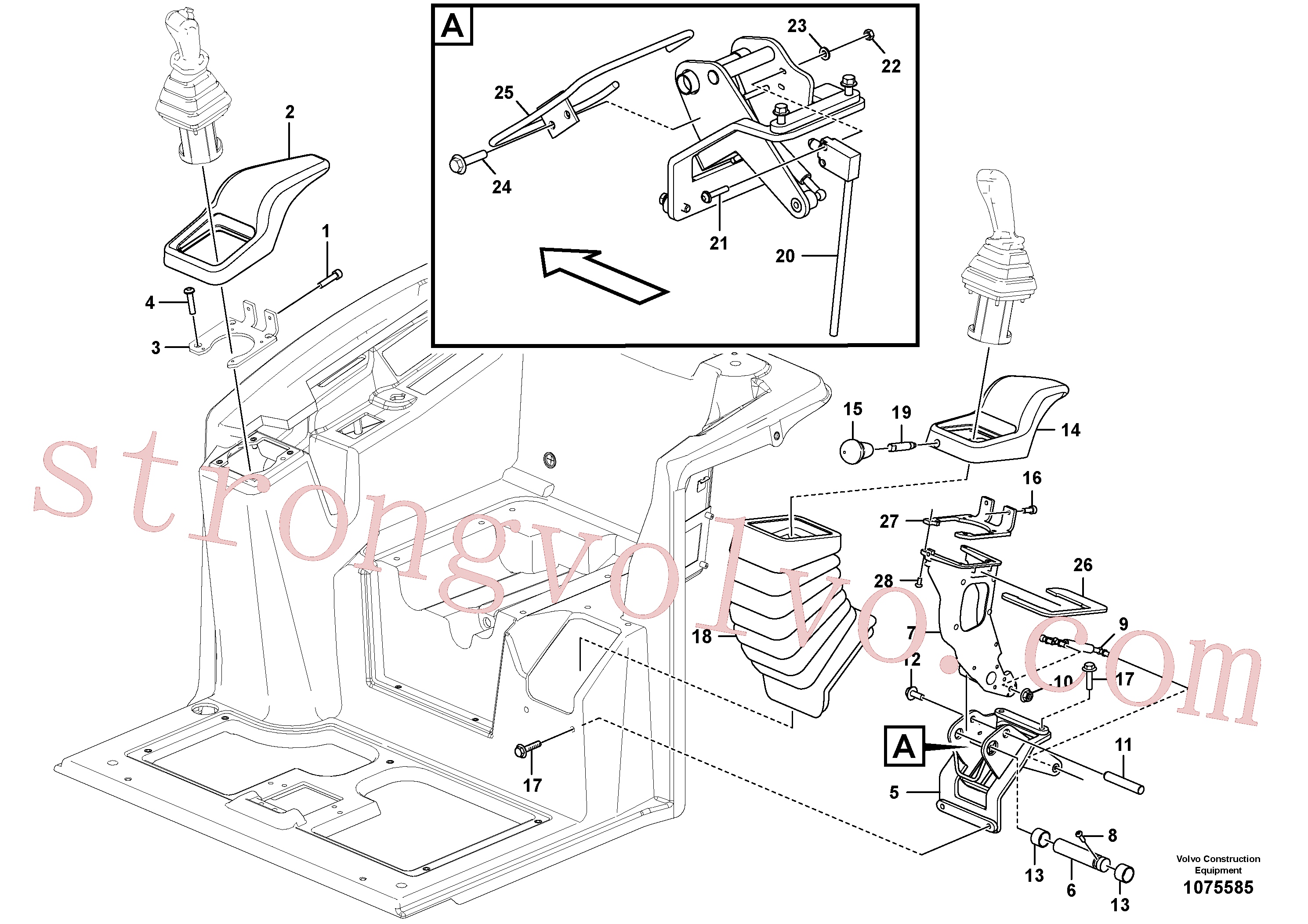 VOE997403 Volvo Descanso de braço(1075585 Montagem)