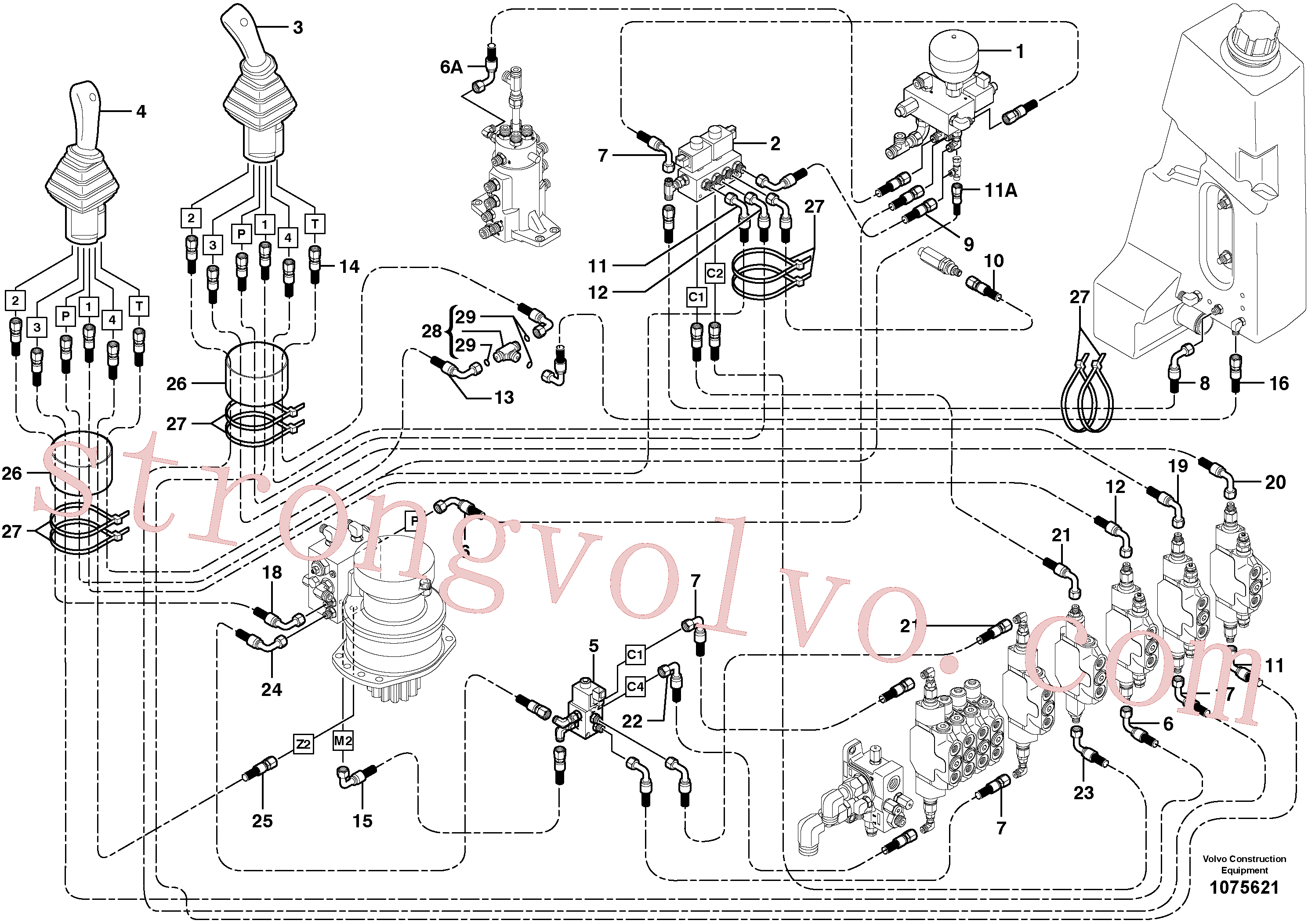 PJ5471026 Volvo Circuito hidráulico (baixa pressão)(1075621 Montagem)