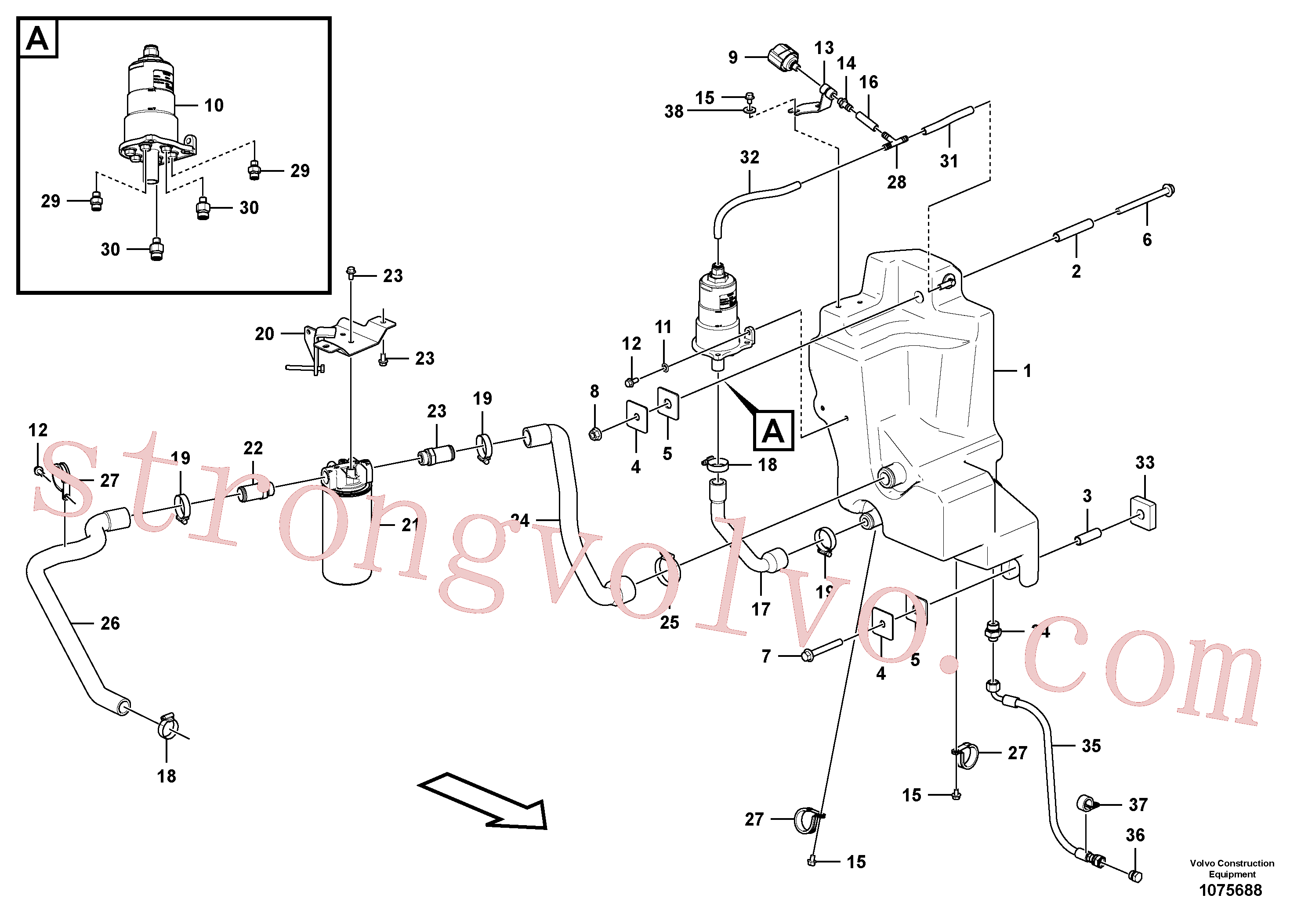 VOE15604351 Volvo Tanque de óleo hidráulico com acessórios(1075688 Montagem)