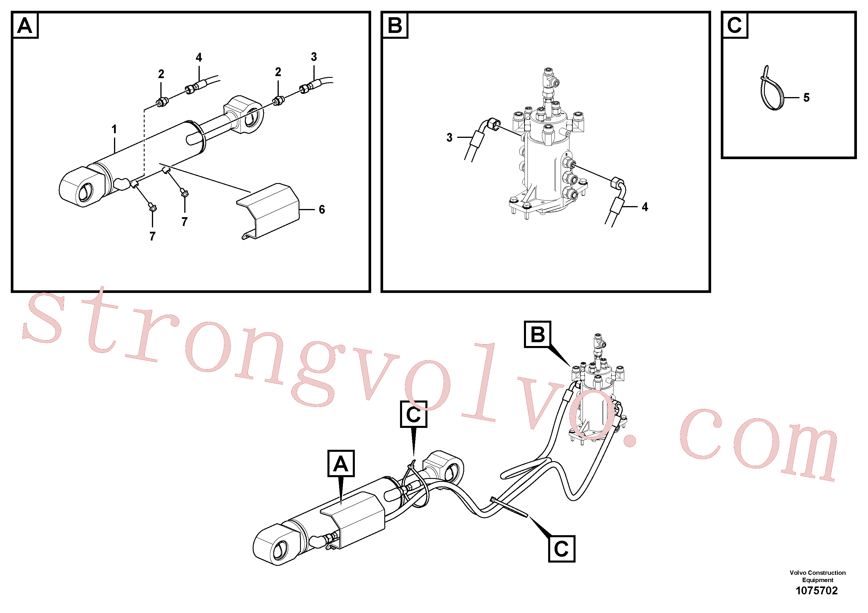 VOE15684654 Volvo Circuito hidráulico (estrutura inferior)(1075702 Montagem)