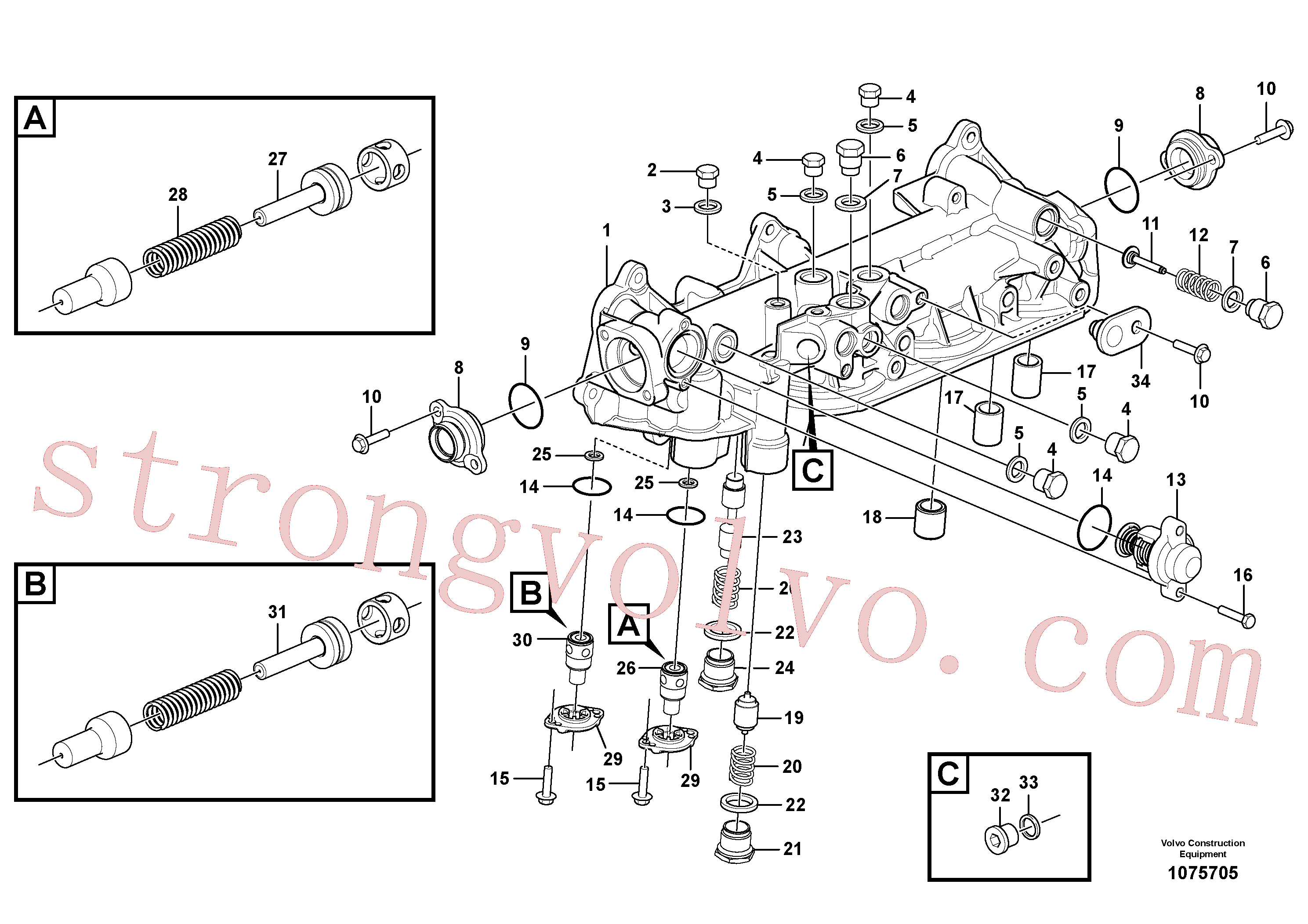VOE6629880 Volvo Caixa de filtro de óleo(1075705 Montagem)
