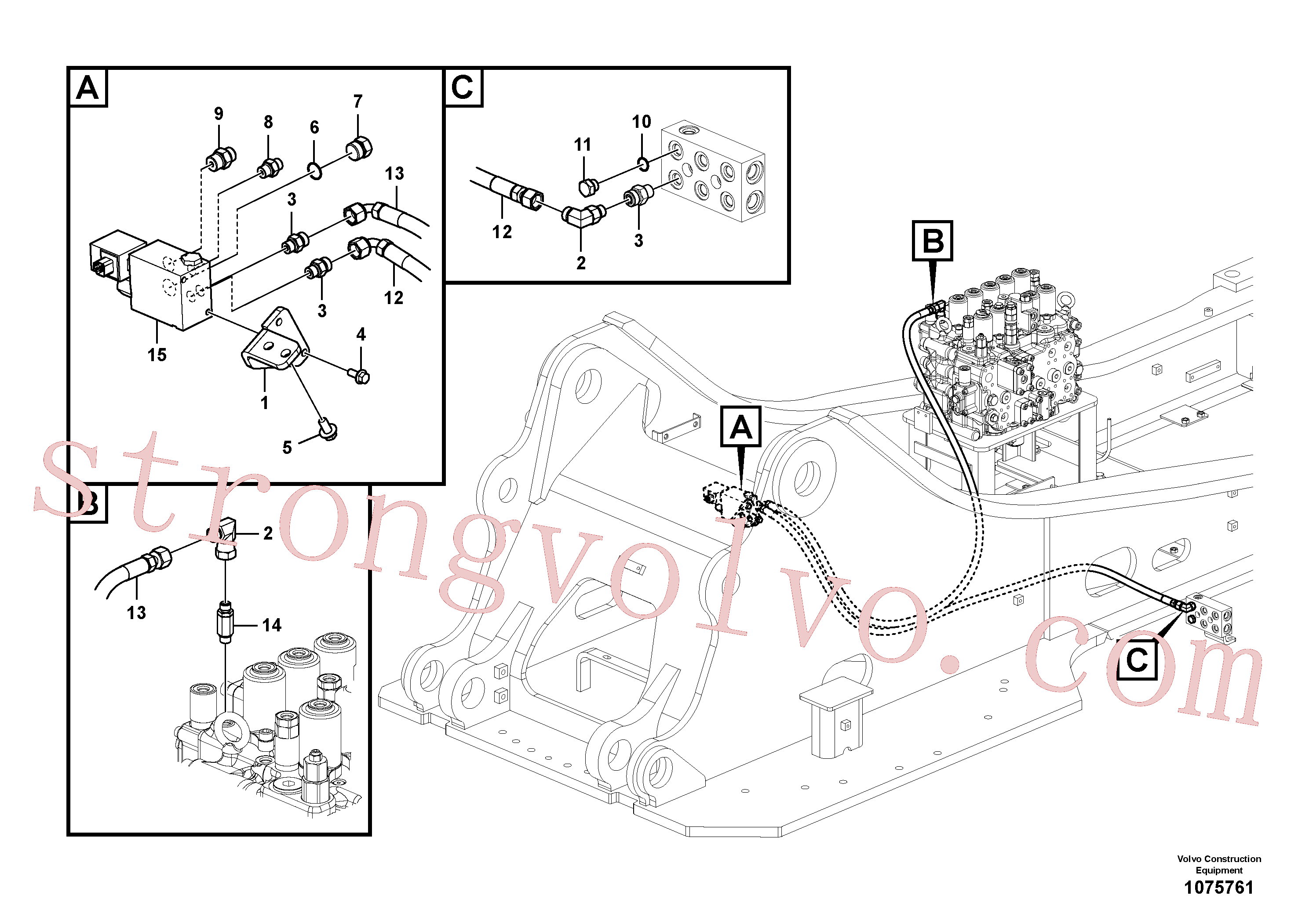 SA9403-03224 Volvo Hidráulica de serviço, encaixe rápido na estrutura superior(1075761 Montagem)