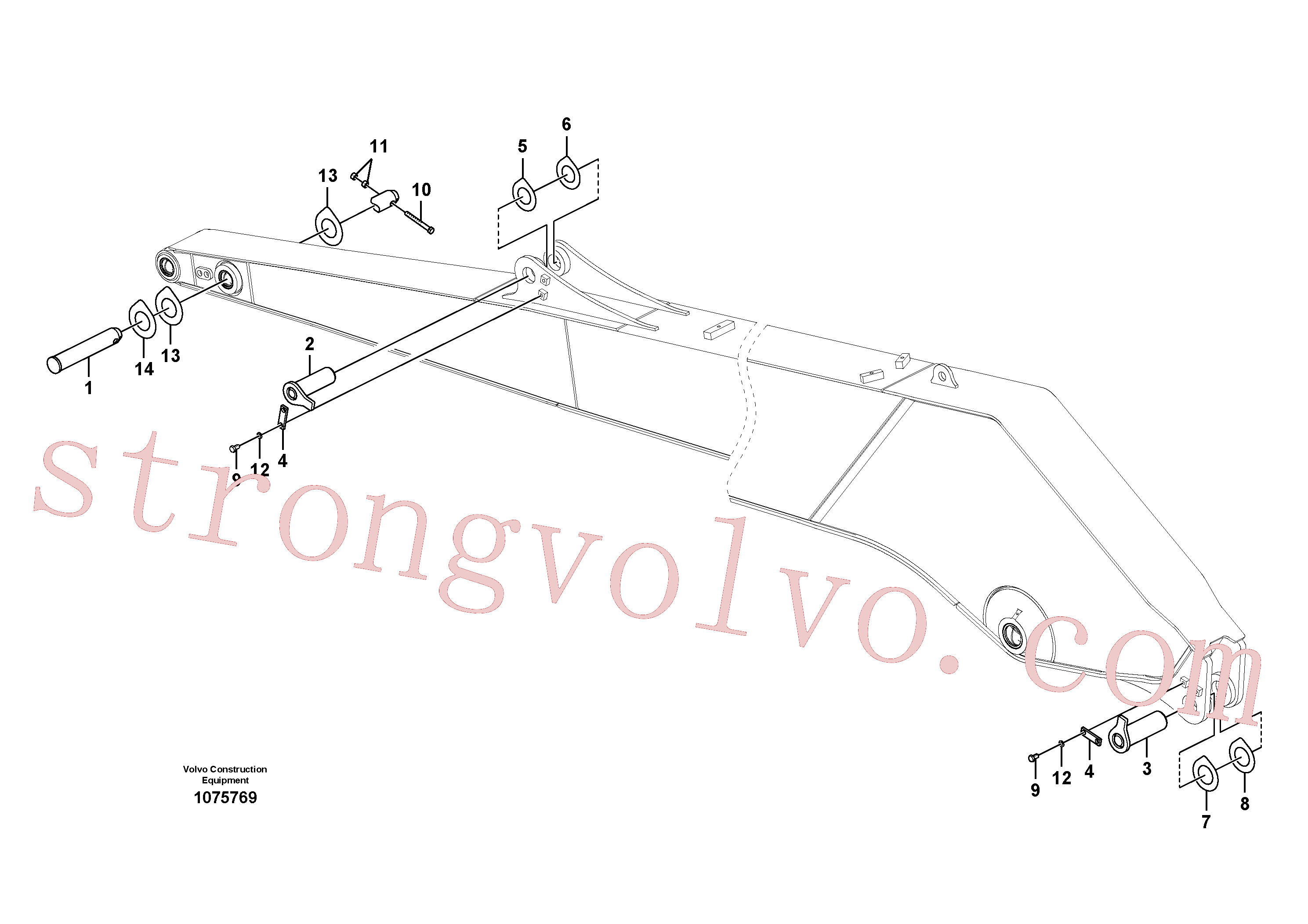 VOE14543206 Volvo Tirante para o braço de afundamento, longo alcance(1075769 Montagem)