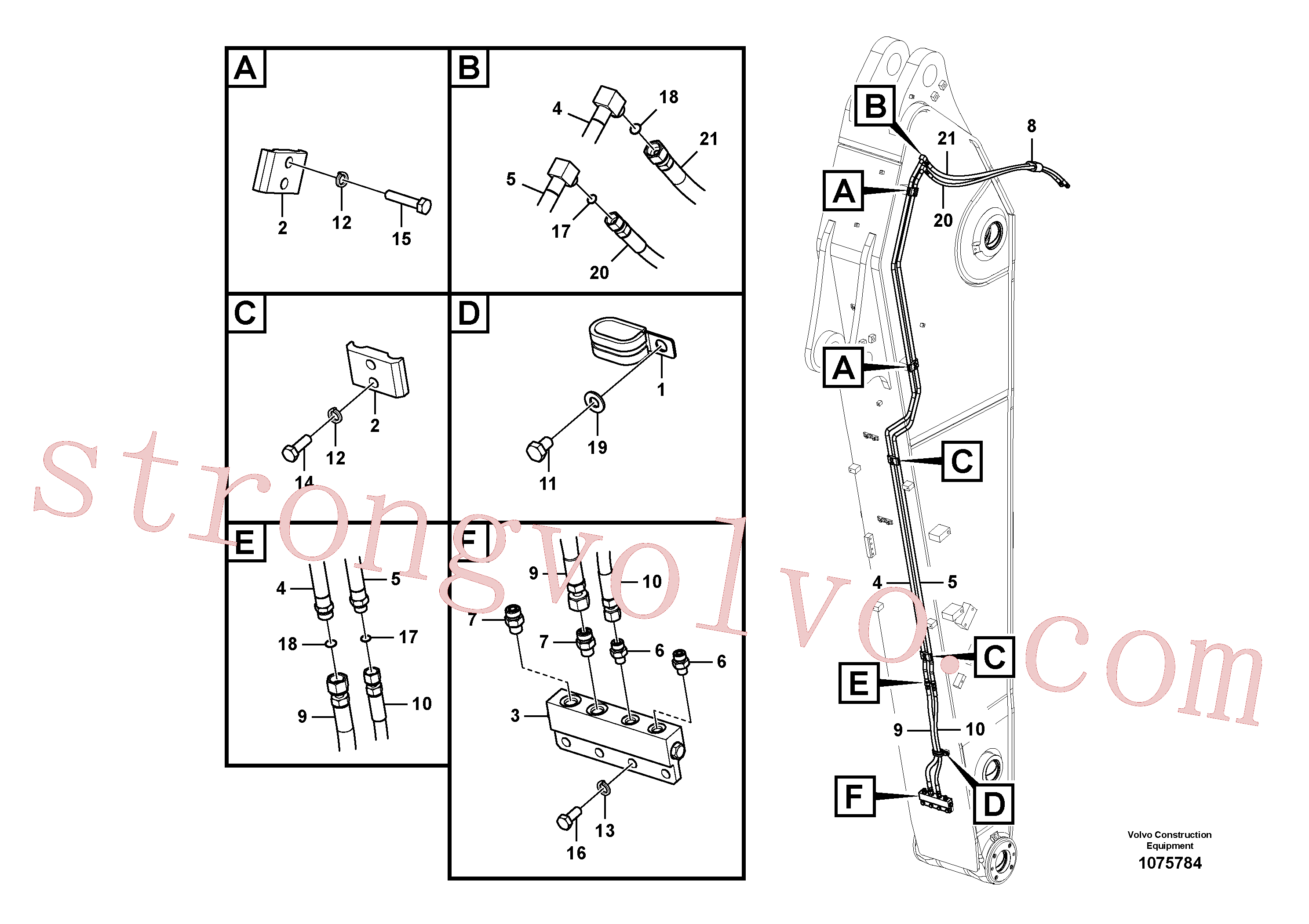 VOE14587576 Volvo Hidráulica de serviço, encaixe rápido no braço de afundamento(1075784 Montagem)