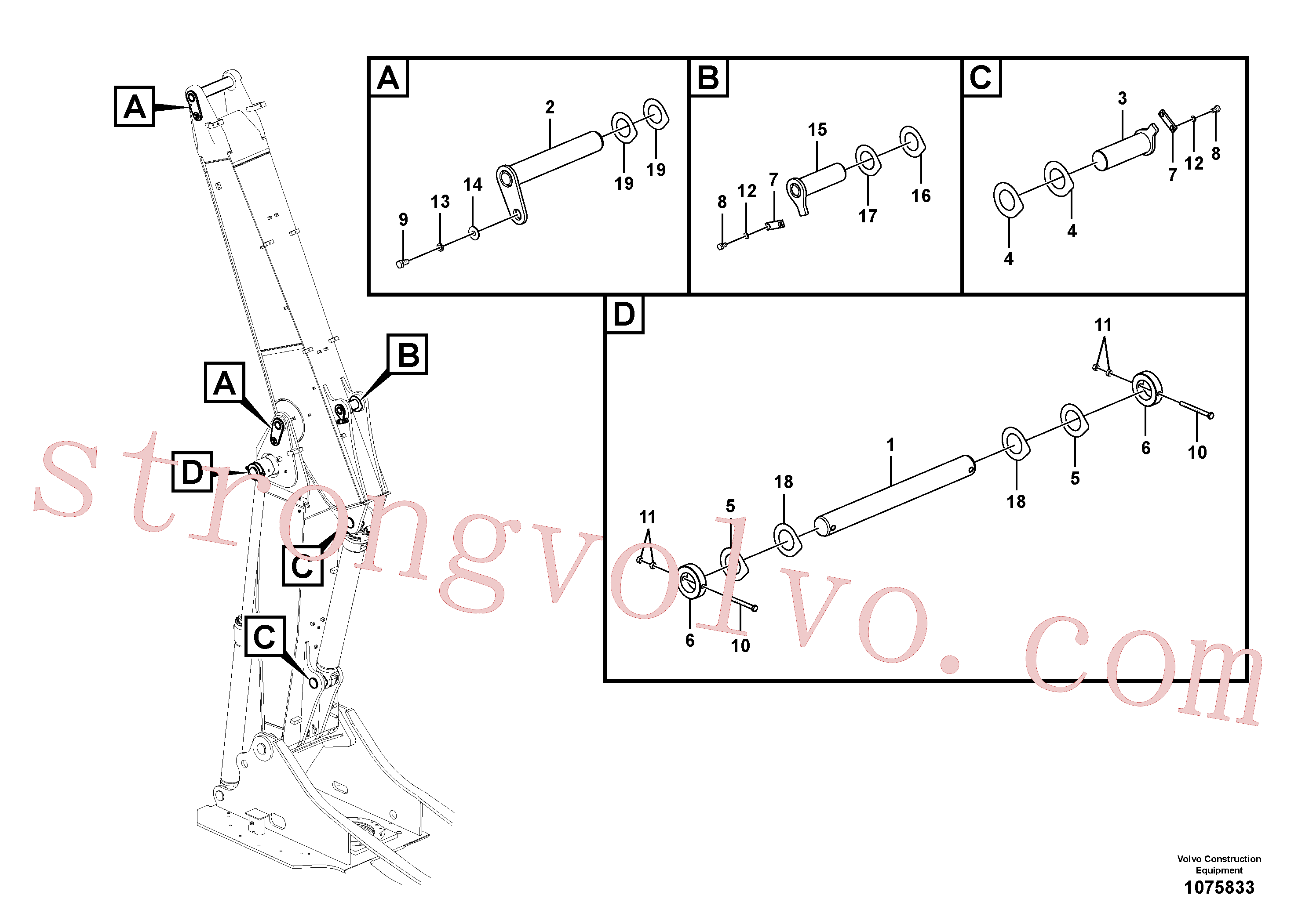 VOE14550130 Volvo Tirantes para a lança ajustável(1075833 Montagem)