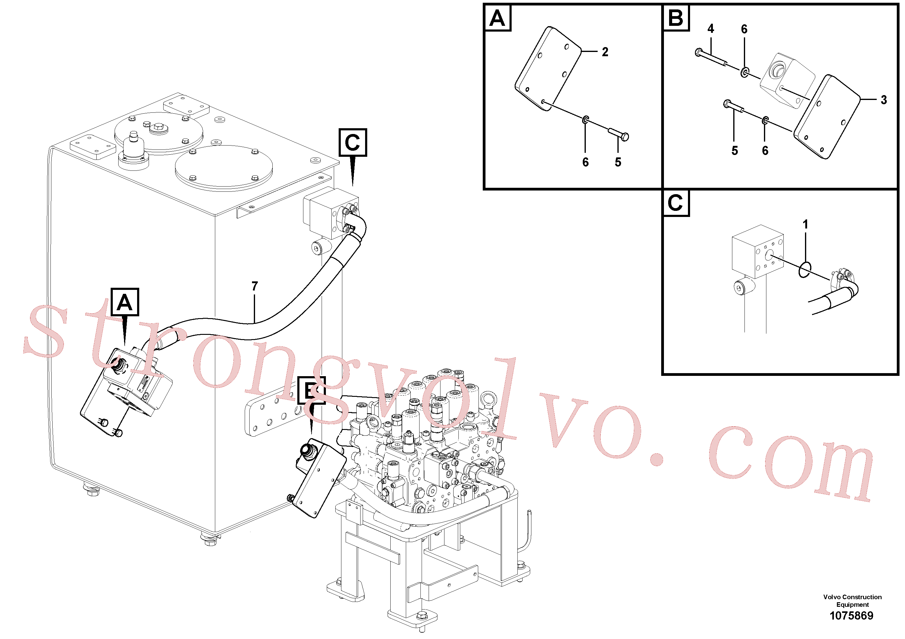 VOE14511107 Volvo Hidráulica de serviço, martelo e cortador para topo(1075869 Montagem)
