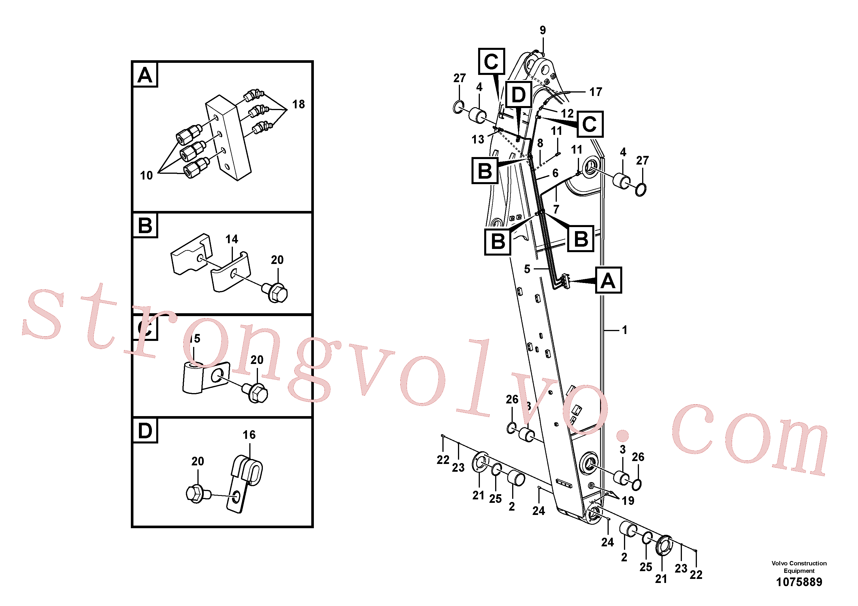 VOE14686608 Volvo Tubagem de massa e do braço de afundamento com sede da tubagem(1075889 Montagem)