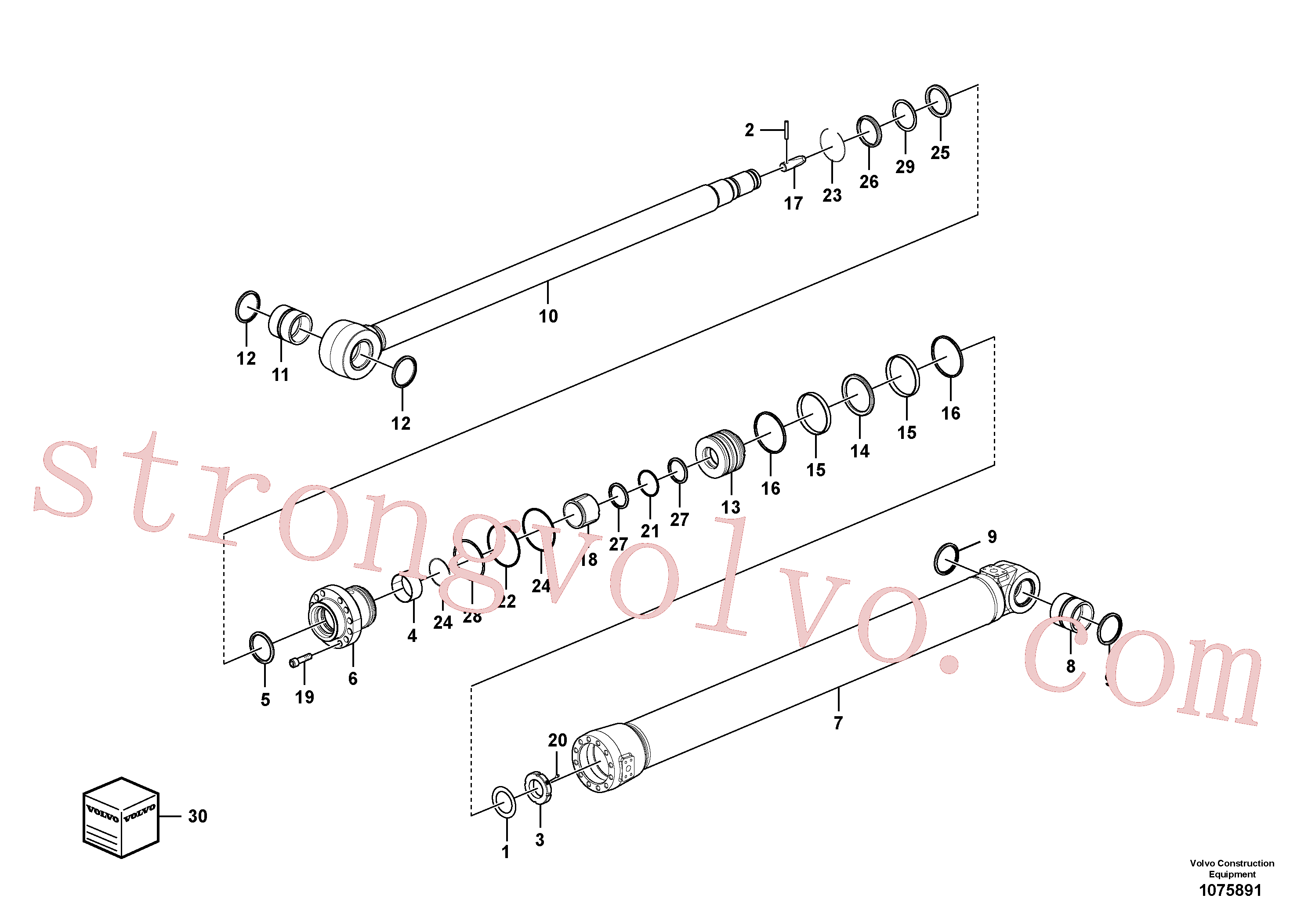 VOE990656 Volvo Cilindro do braço de afundamento(1075891 Montagem)