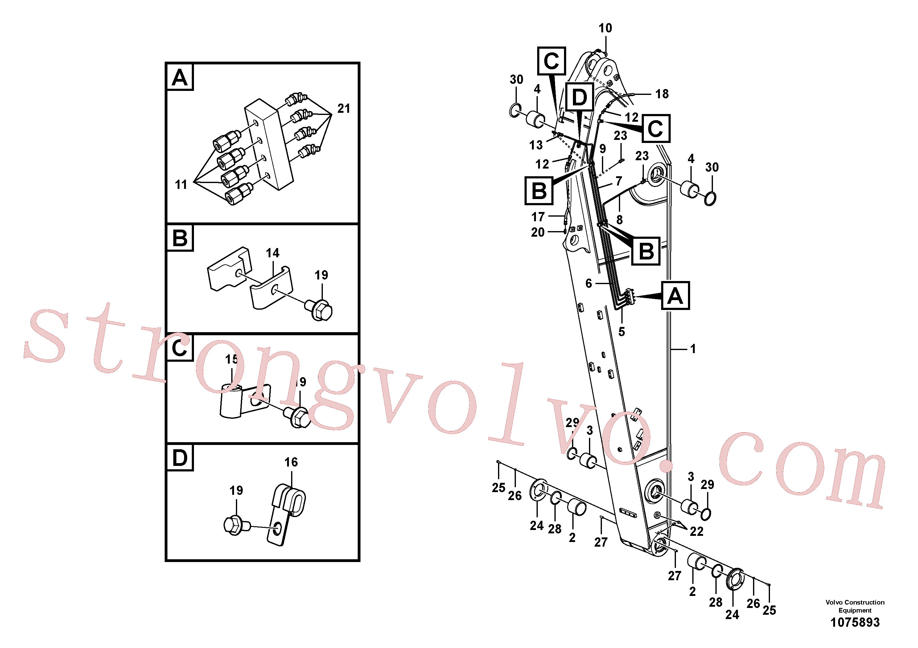 VOE14601883 Volvo Tubagem de massa e do braço de afundamento com sede da tubagem(1075893 Montagem)