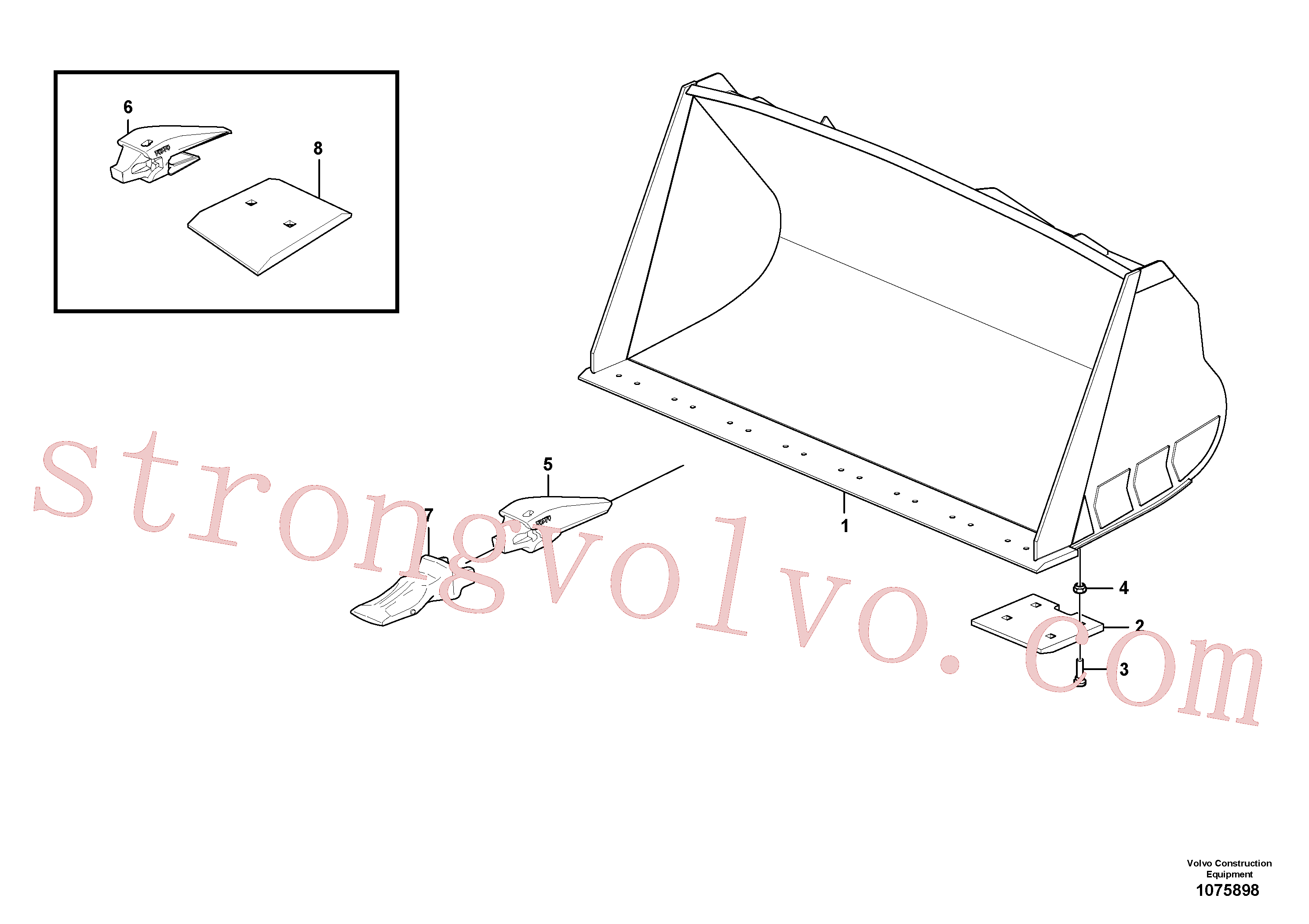 VOE11045692 Volvo Balde, direito com dentes(1075898 Montagem)