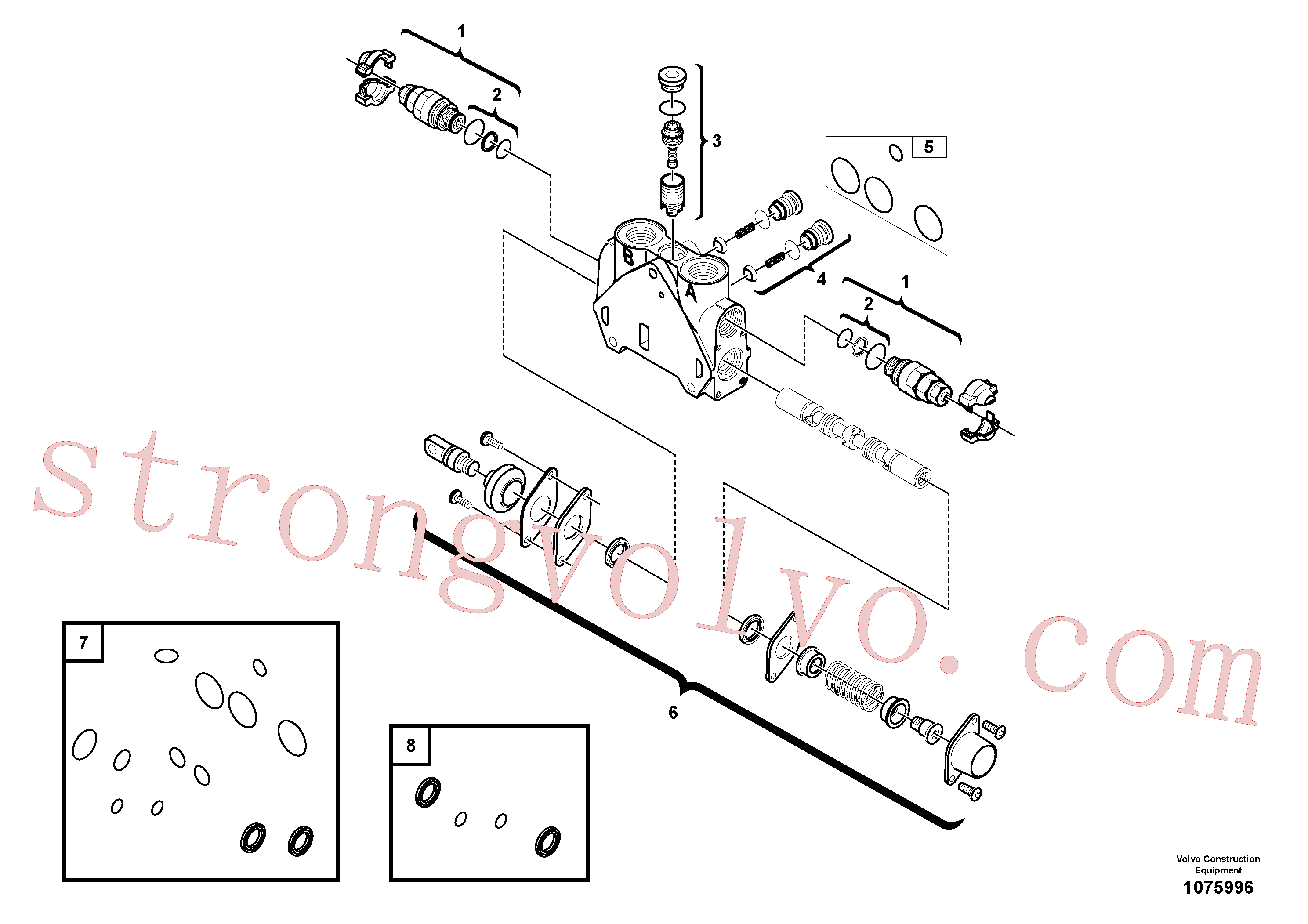 VOE15162802 Volvo Secção da válvula(1075996 Montagem)
