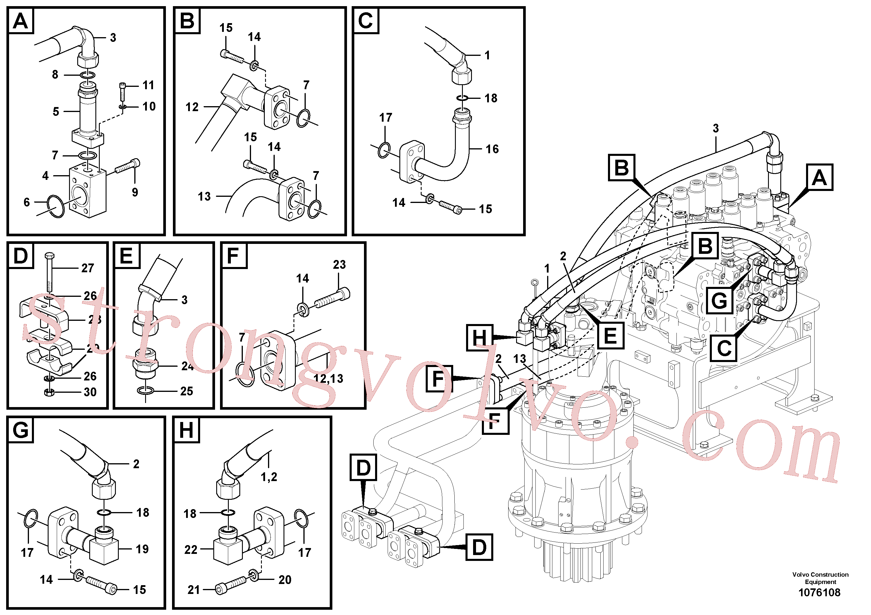 VOE14672113 Volvo Sistema hidráulico, válvula de comando da lança e articulação(1076108 Montagem)