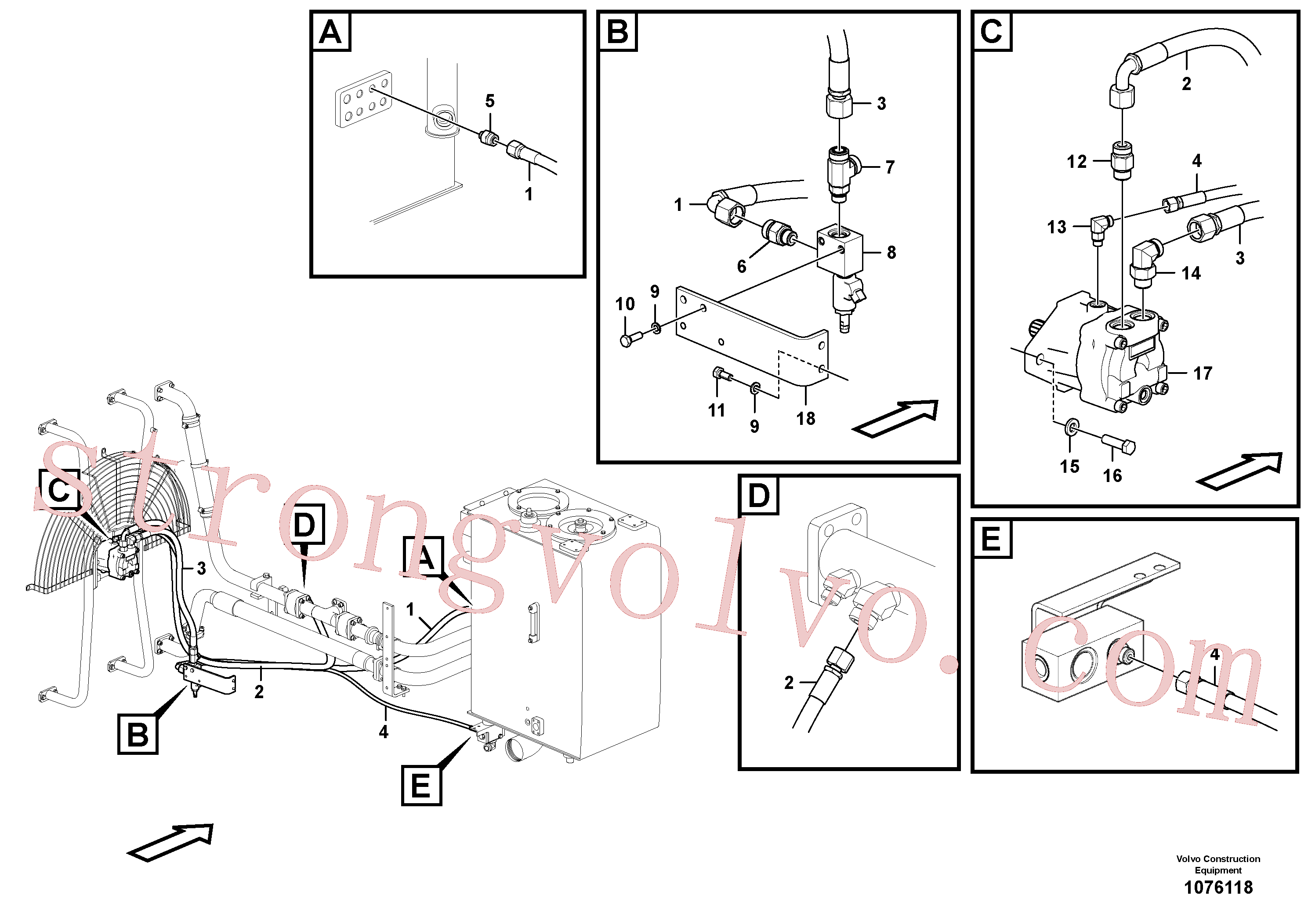 VOE14536080 Volvo Sistema hidráulico, sistema refrigerante do óleo(1076118 Montagem)