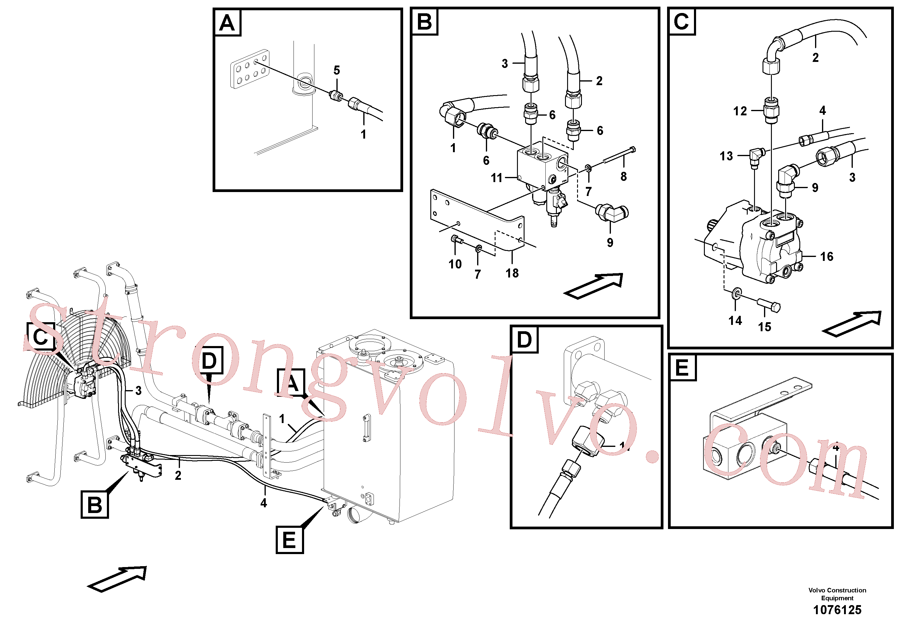 VOE15800699 Volvo Sistema hidráulico, sistema refrigerante do óleo(1076125 Montagem)