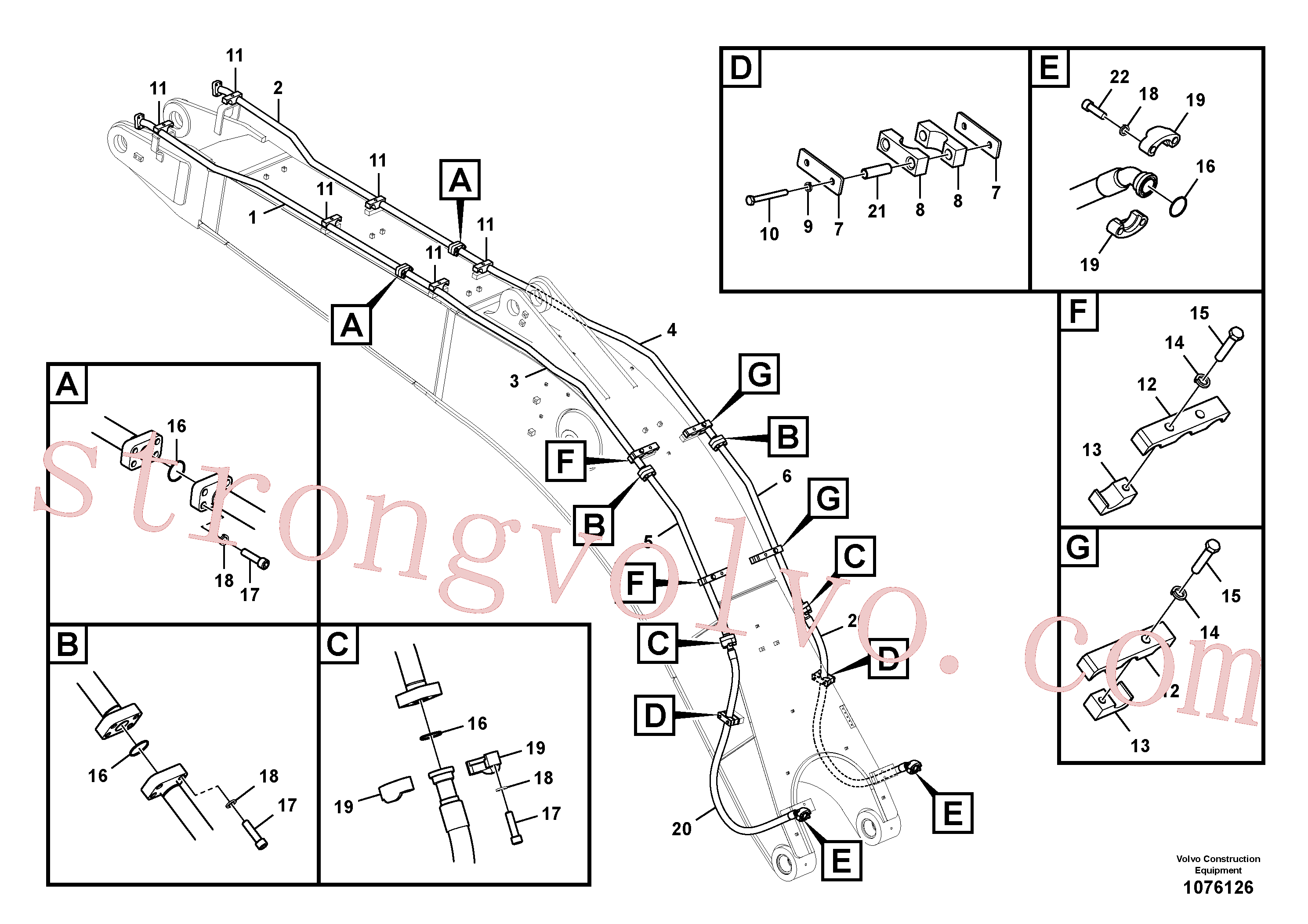 VOE14676983 Volvo Hidráulica de serviço, martelo e cortador para lança(1076126 Montagem)
