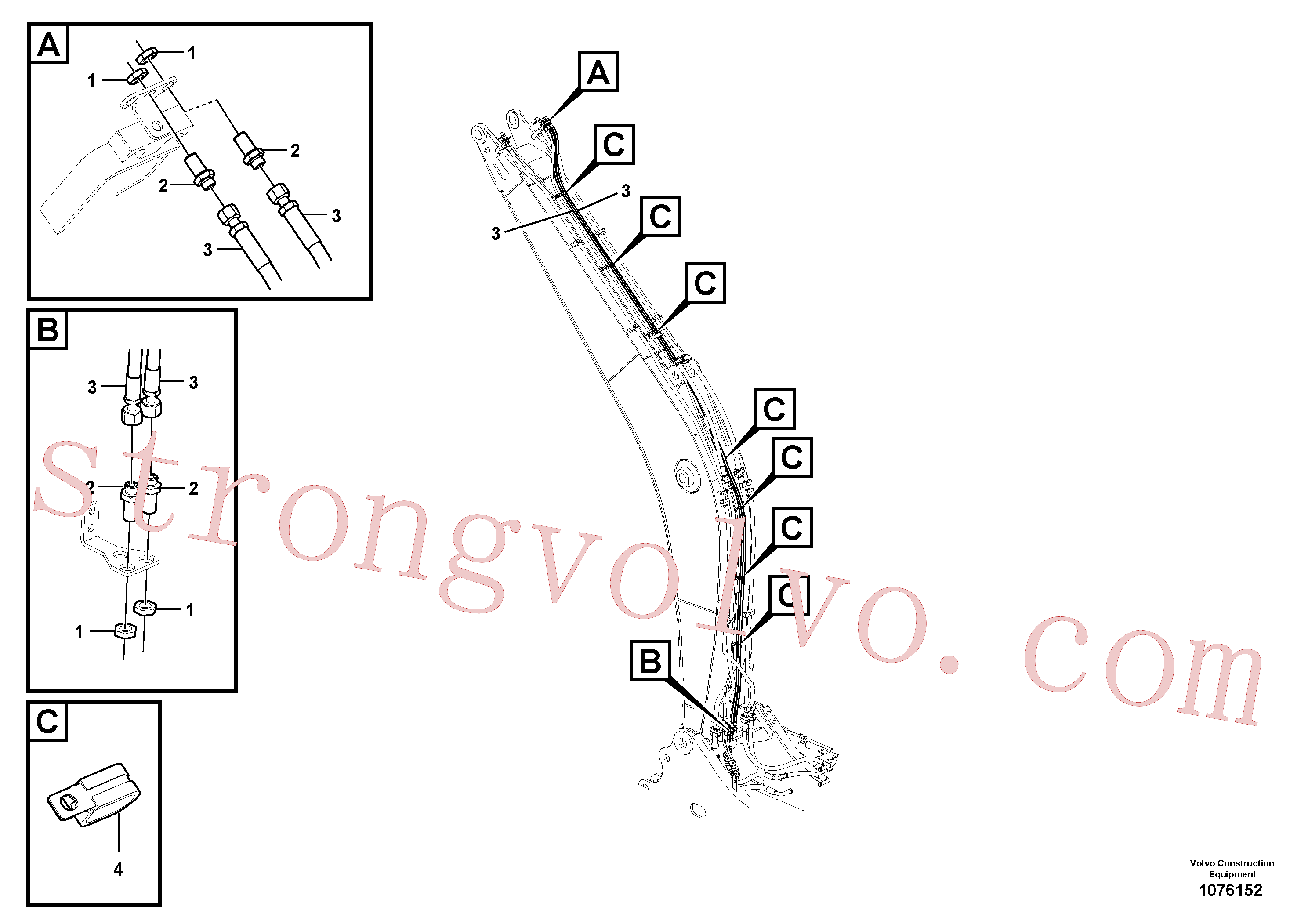 VOE15097924 Volvo Hidráulica de serviço, inclinação e rotor na lança(1076152 Montagem)